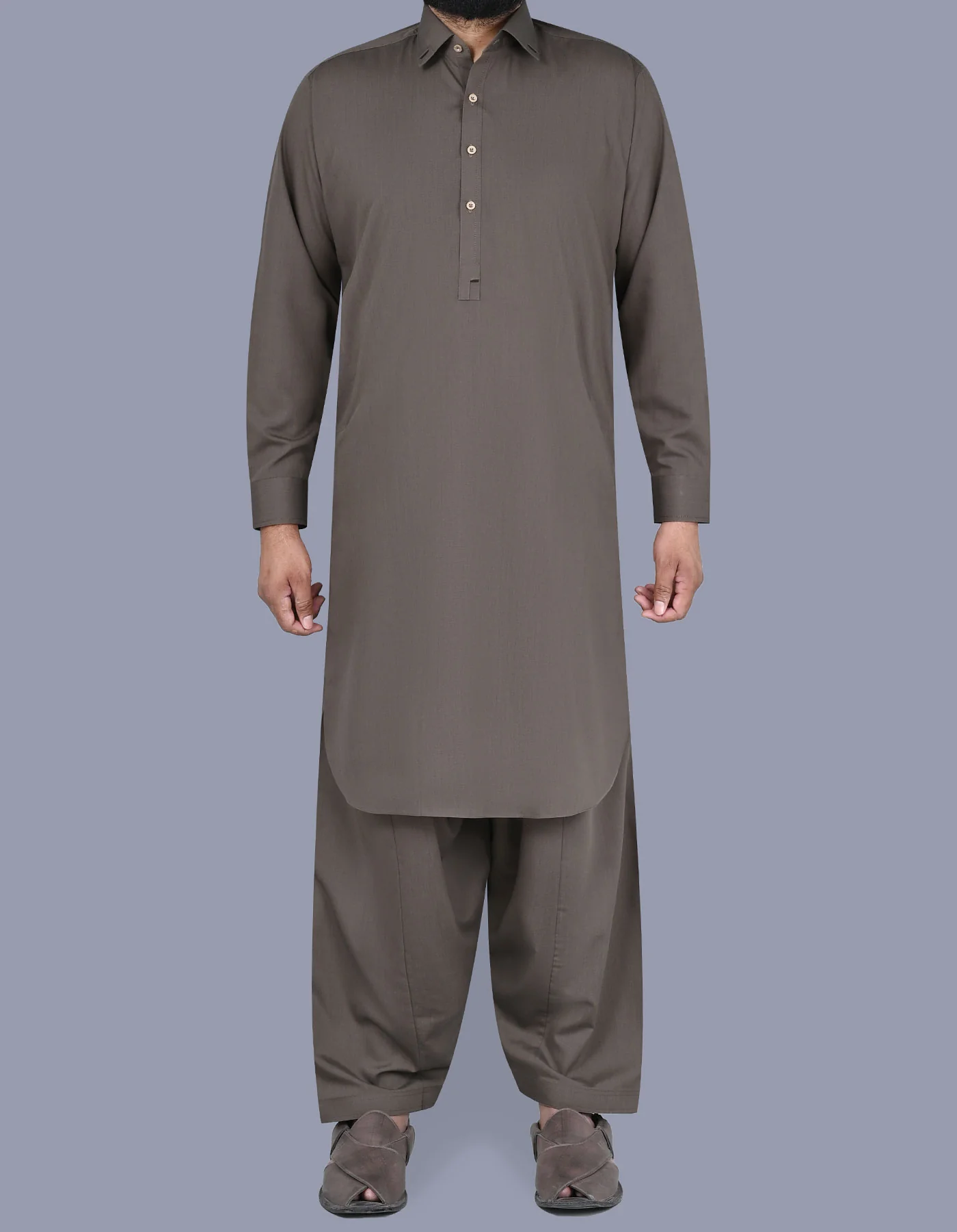 Brown Texture Kameez Shalwar
