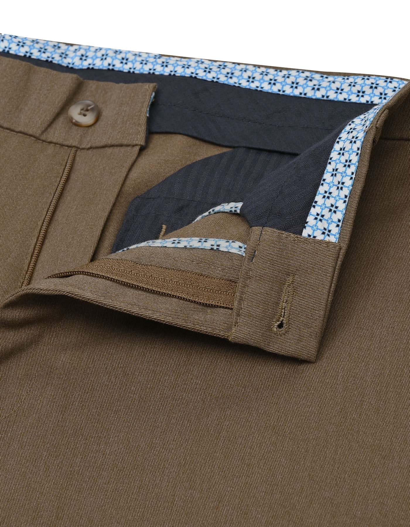 Brown Texture Smart Fit Cotton Trouser - Image 2