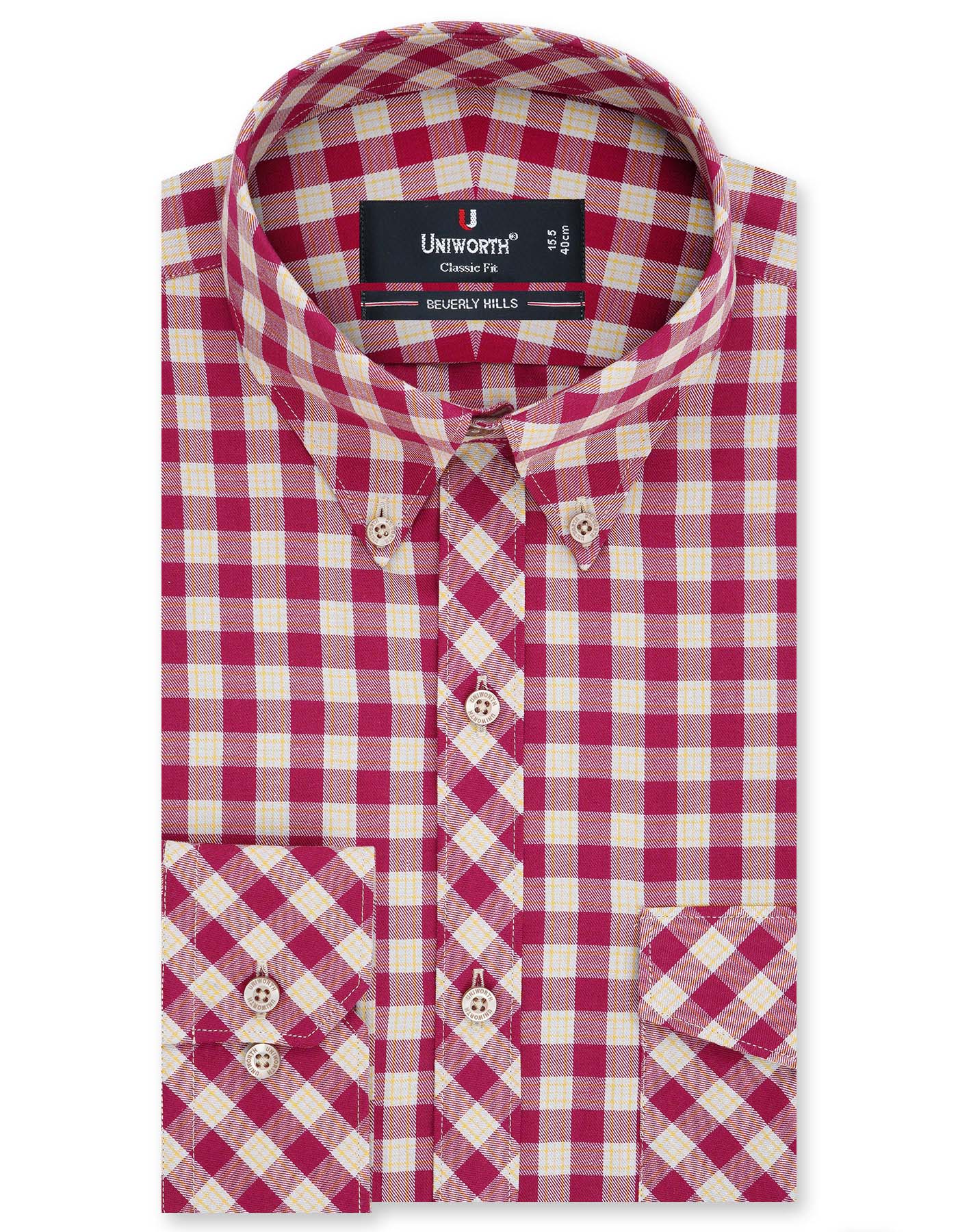 Burgundy Check Classic Fit Shirt