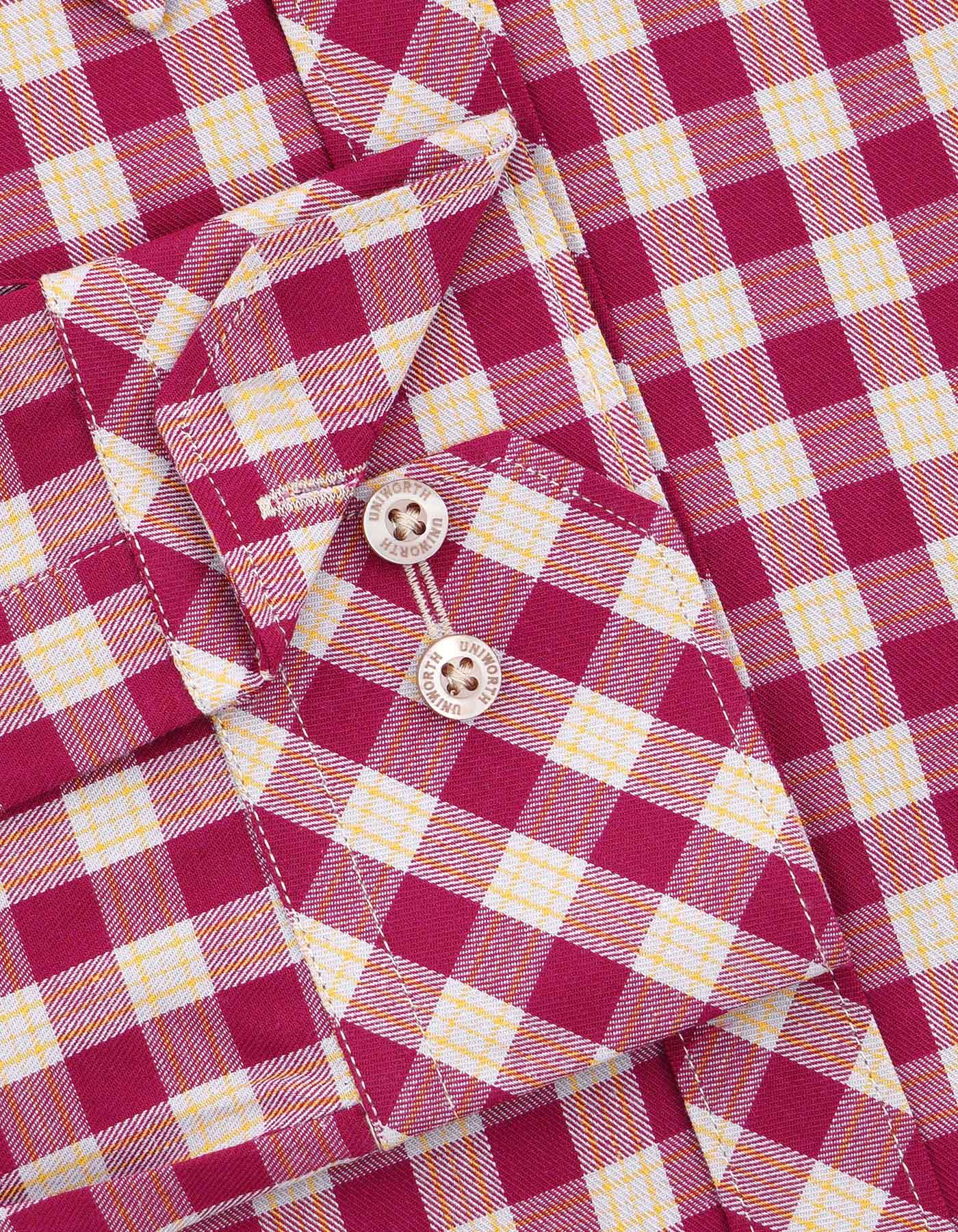Burgundy Check Tailored Smart Fit Shirt - Image 5