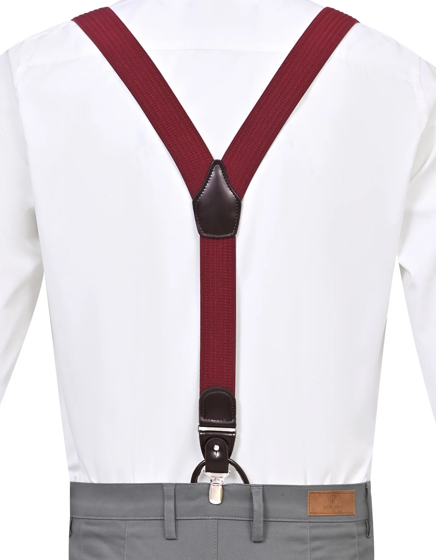 Burgundy Geometric Y-Back Suspenders - Image 3