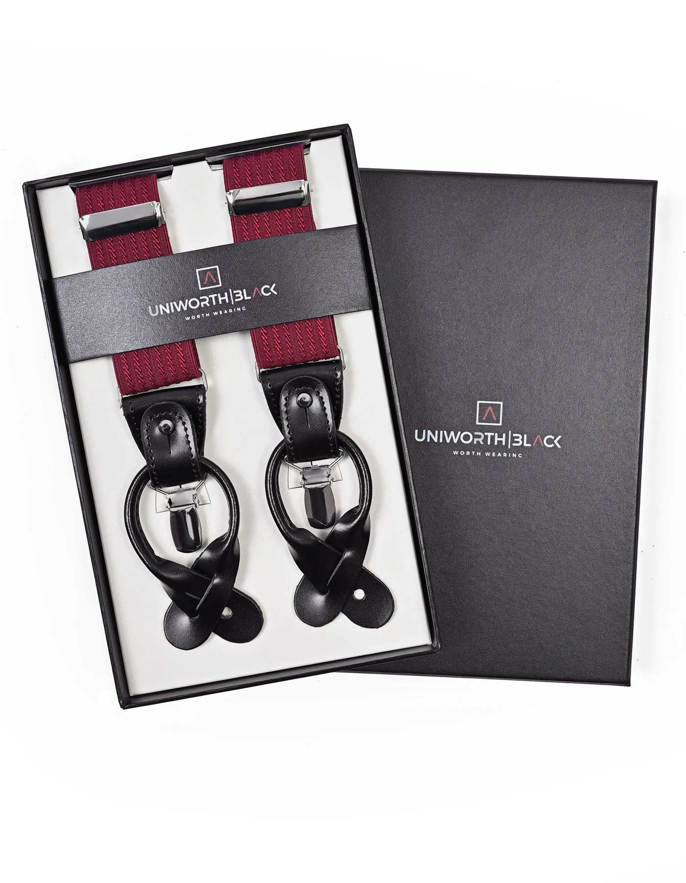 Burgundy Geometric Y-Back Suspenders - Image 4