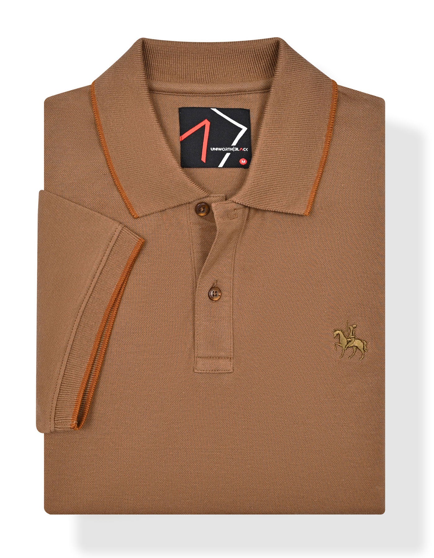Camel Plain Pique Polo Shirt - Image 2