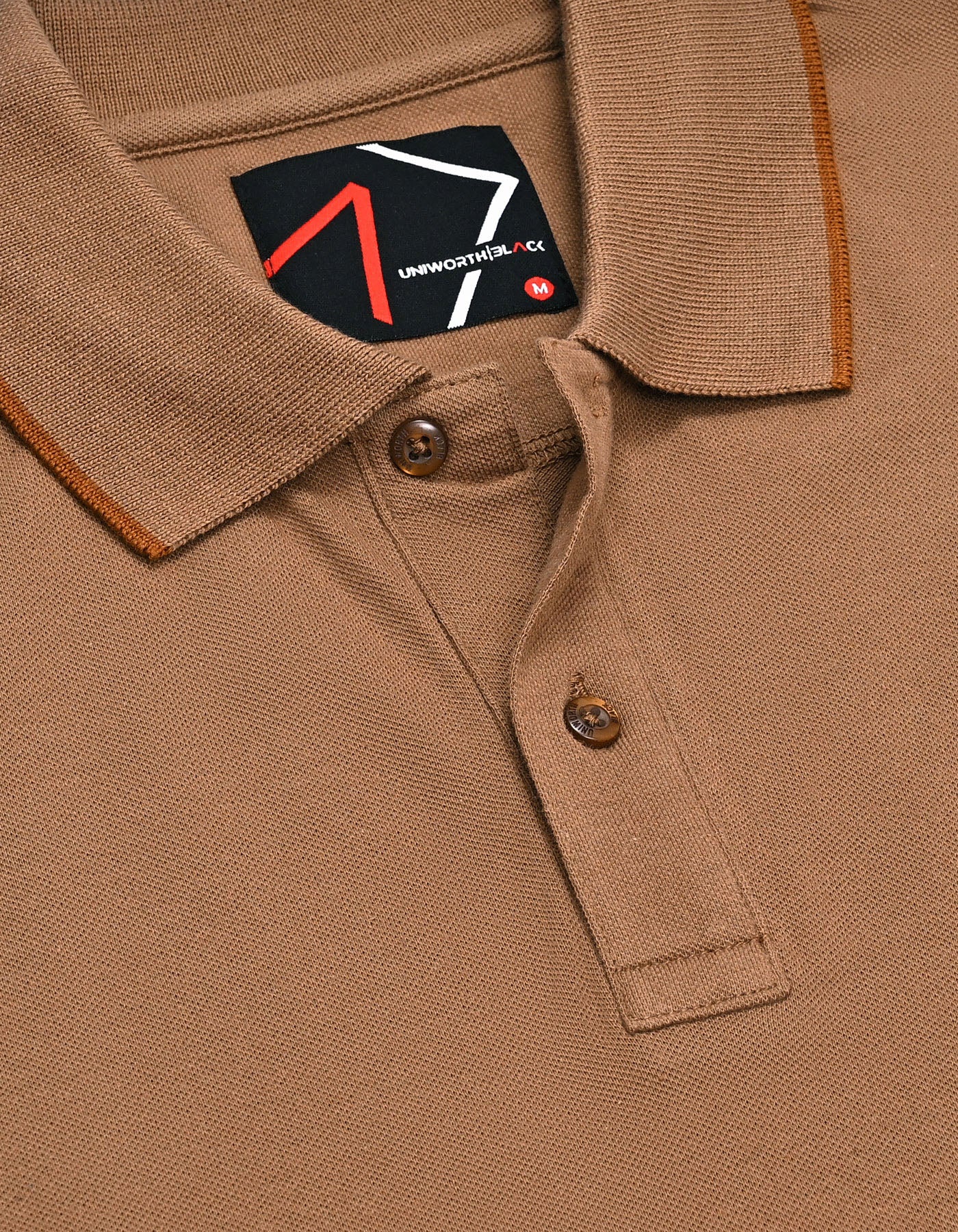 Camel Plain Pique Polo Shirt - Image 3