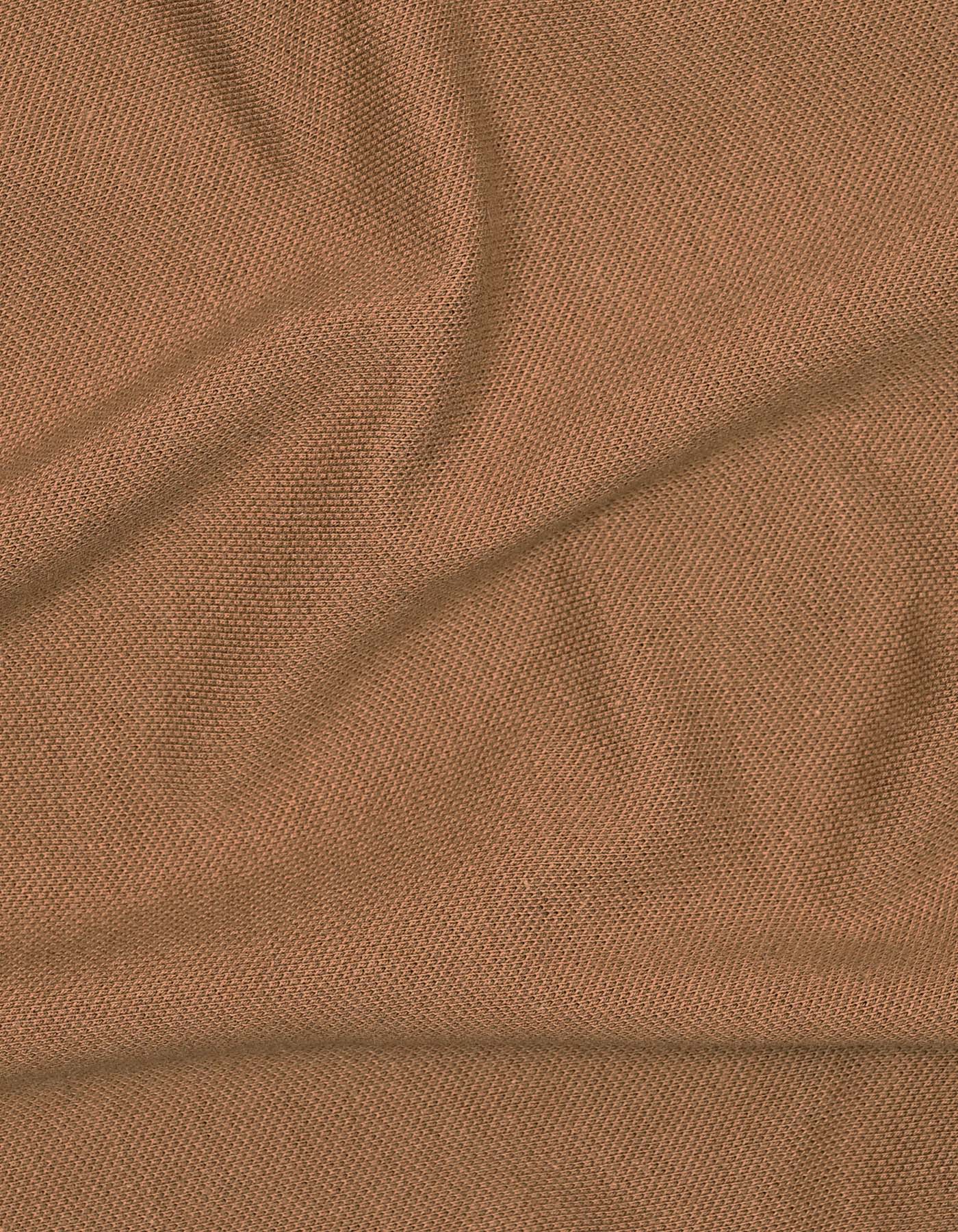Camel Plain Pique Polo Shirt - Image 6