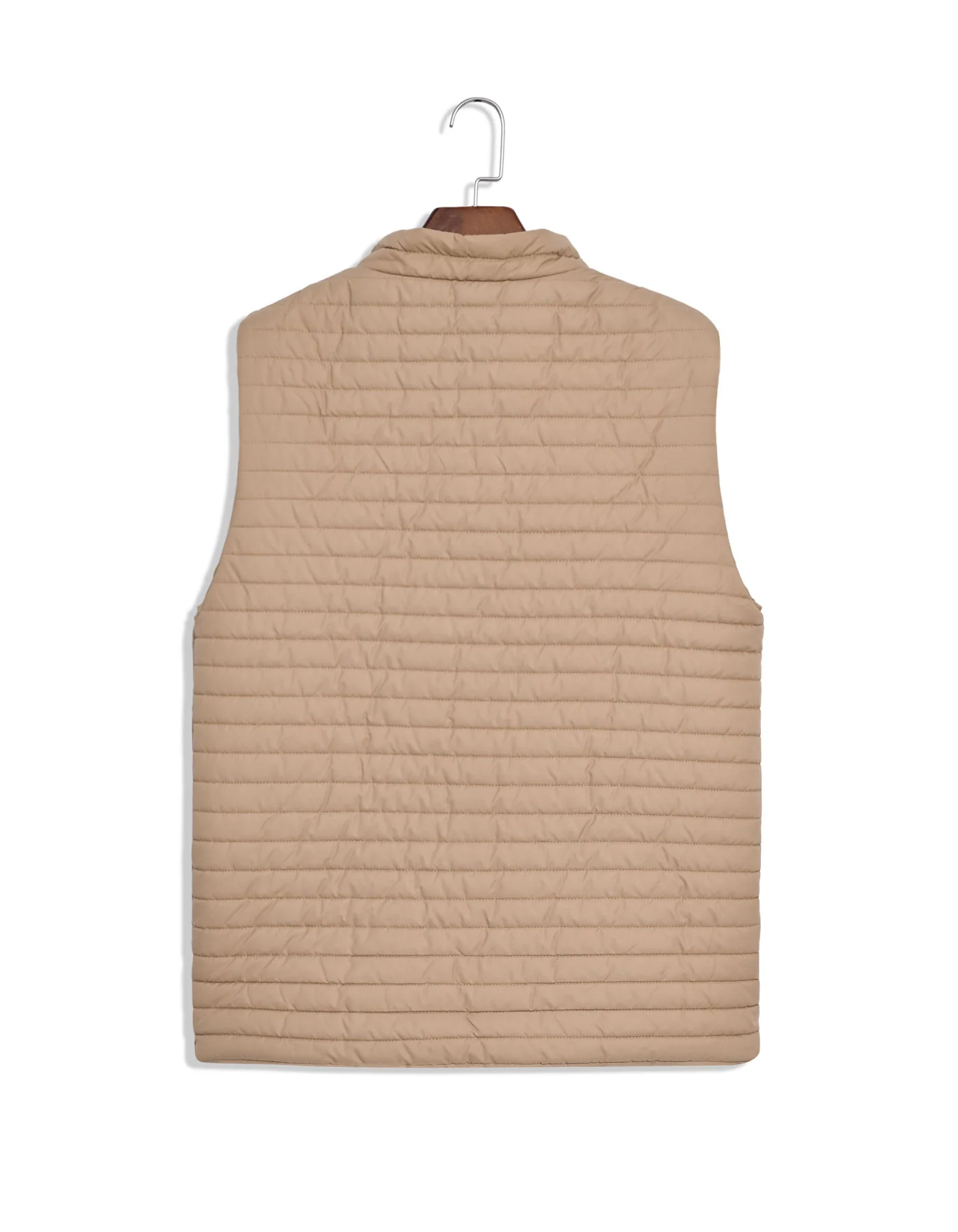 Camel Plain Puffer Gilet Jacket - Image 5