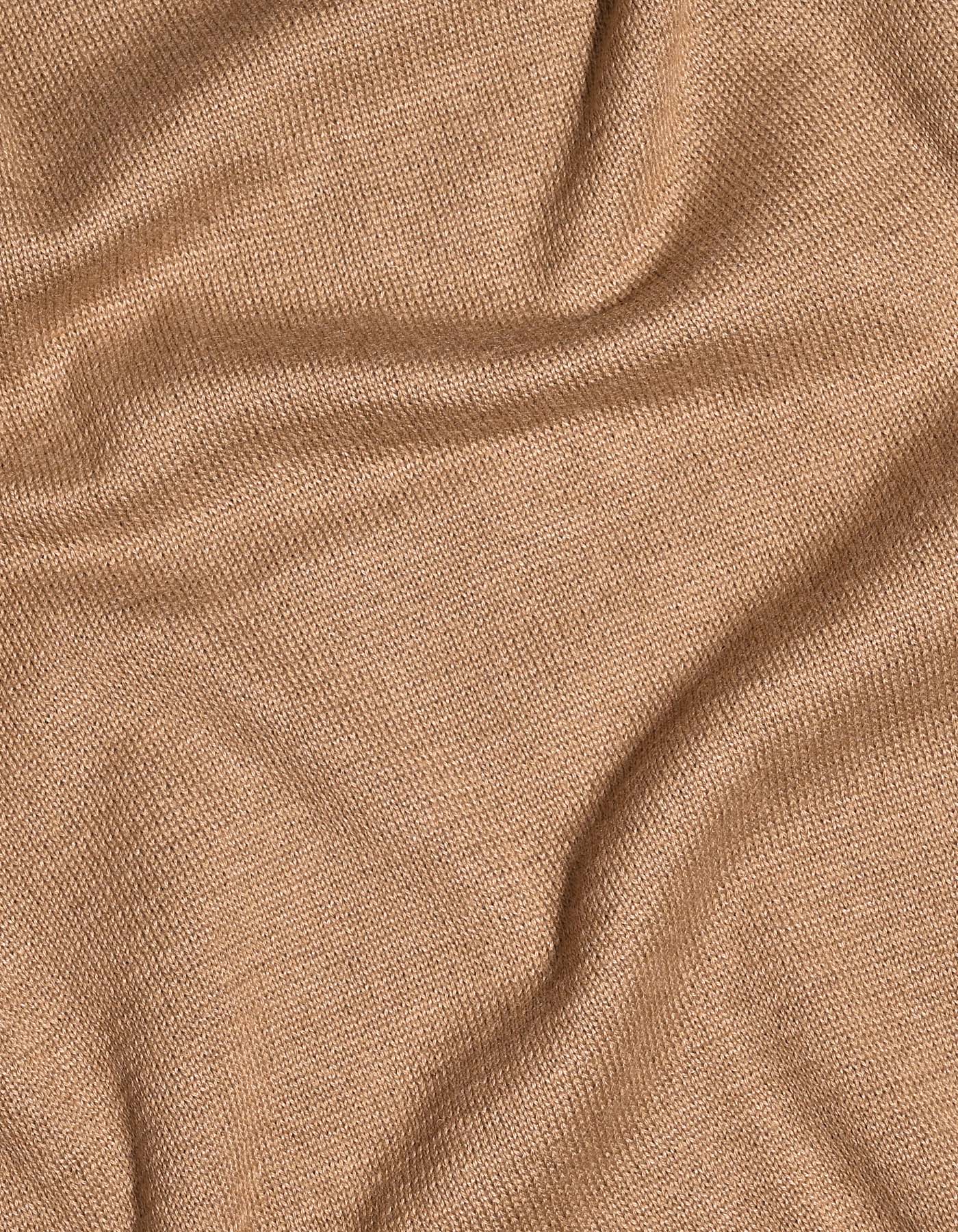 Camel Plain V-Neck Sleeveless Sweater - Image 5