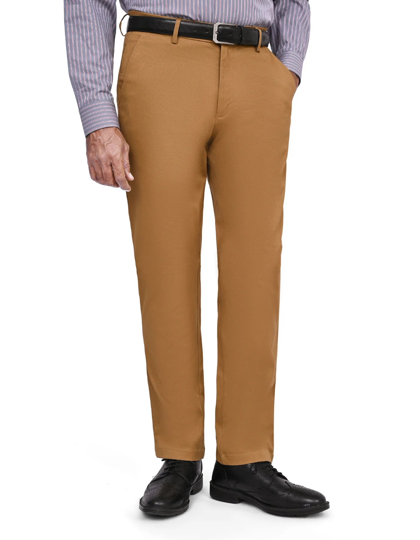 Camel Texture Classic Fit Cotton Trouser