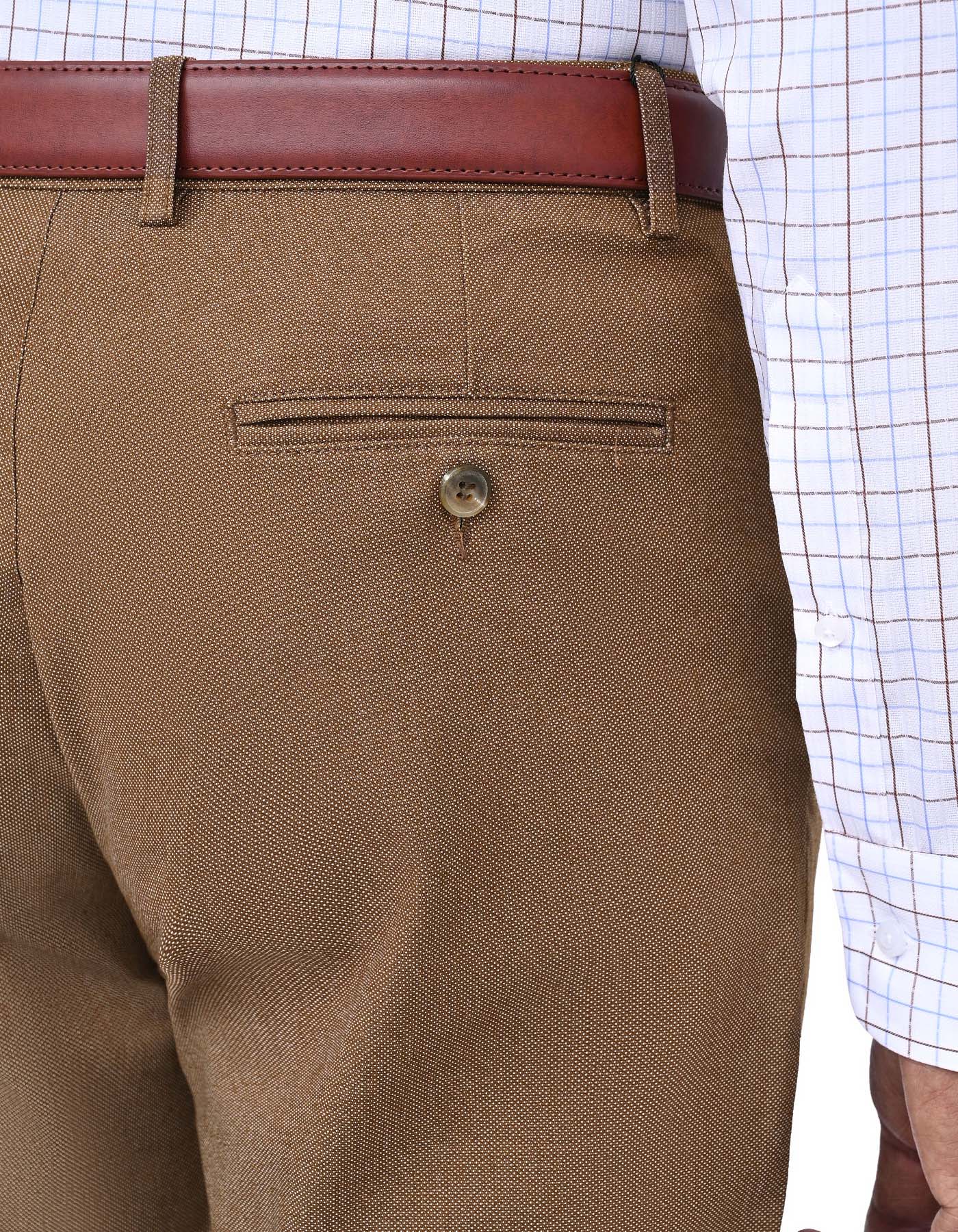 Camel Texture Smart Fit Cotton Trouser - Image 4