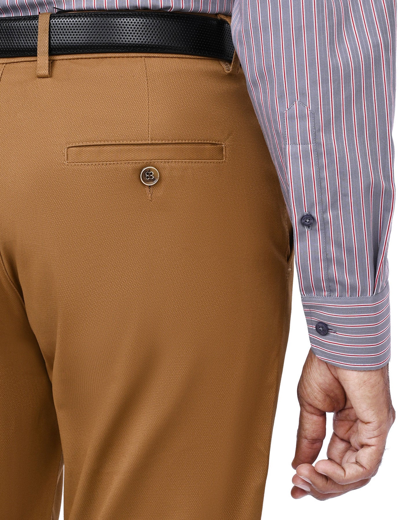 Camel Texture Smart Fit Cotton Trouser - Image 4
