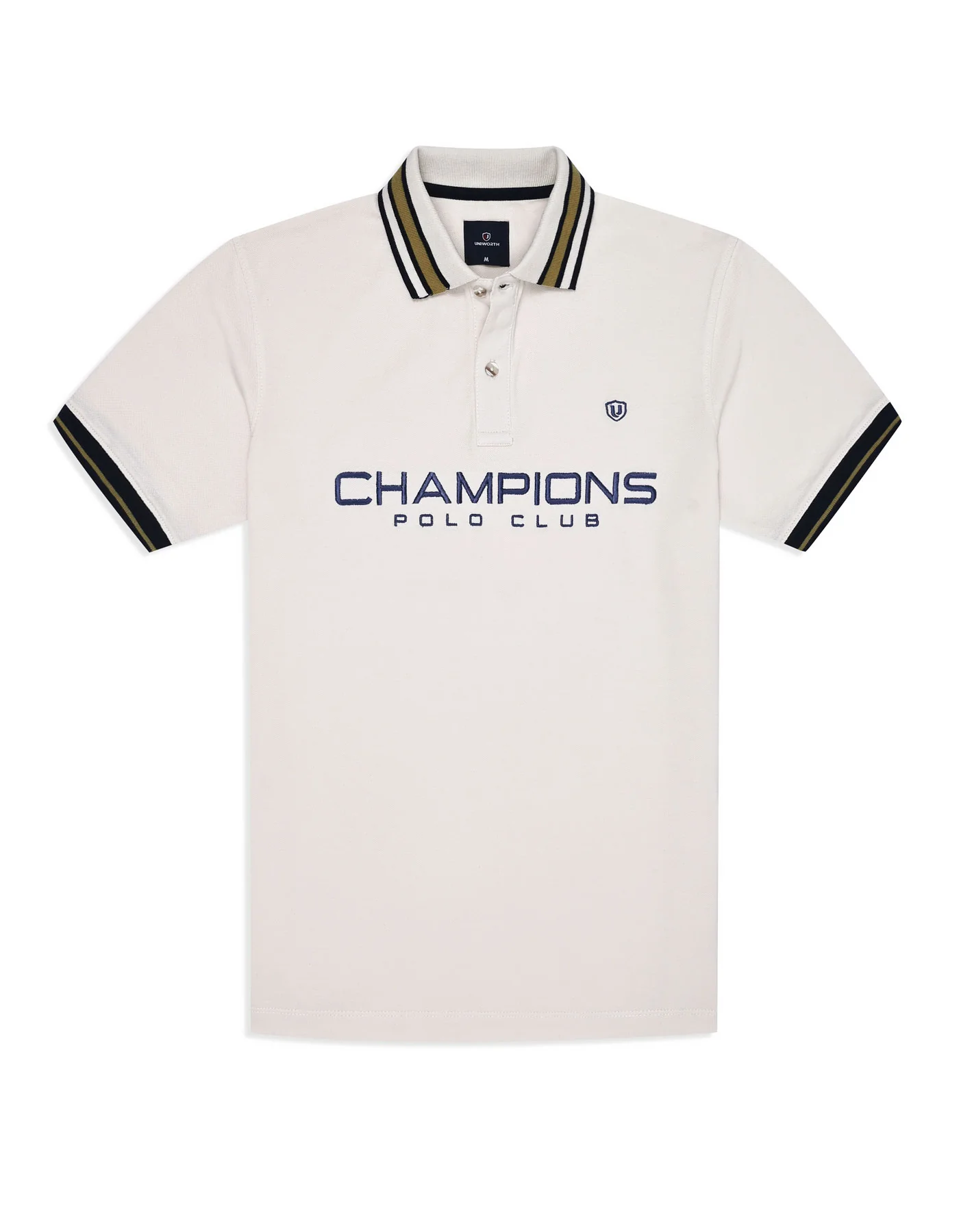 Champions Off White Plain Pique Polo Shirt
