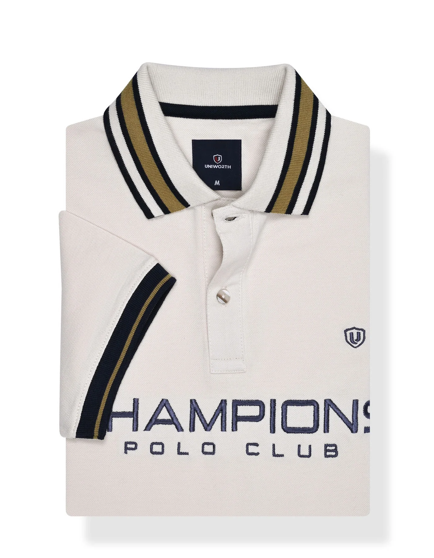 Champions Off White Plain Pique Polo Shirt - Image 2