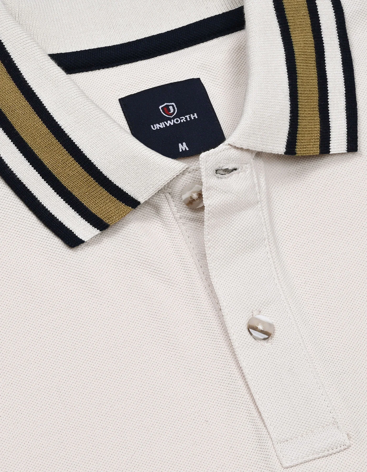 Champions Off White Plain Pique Polo Shirt - Image 3