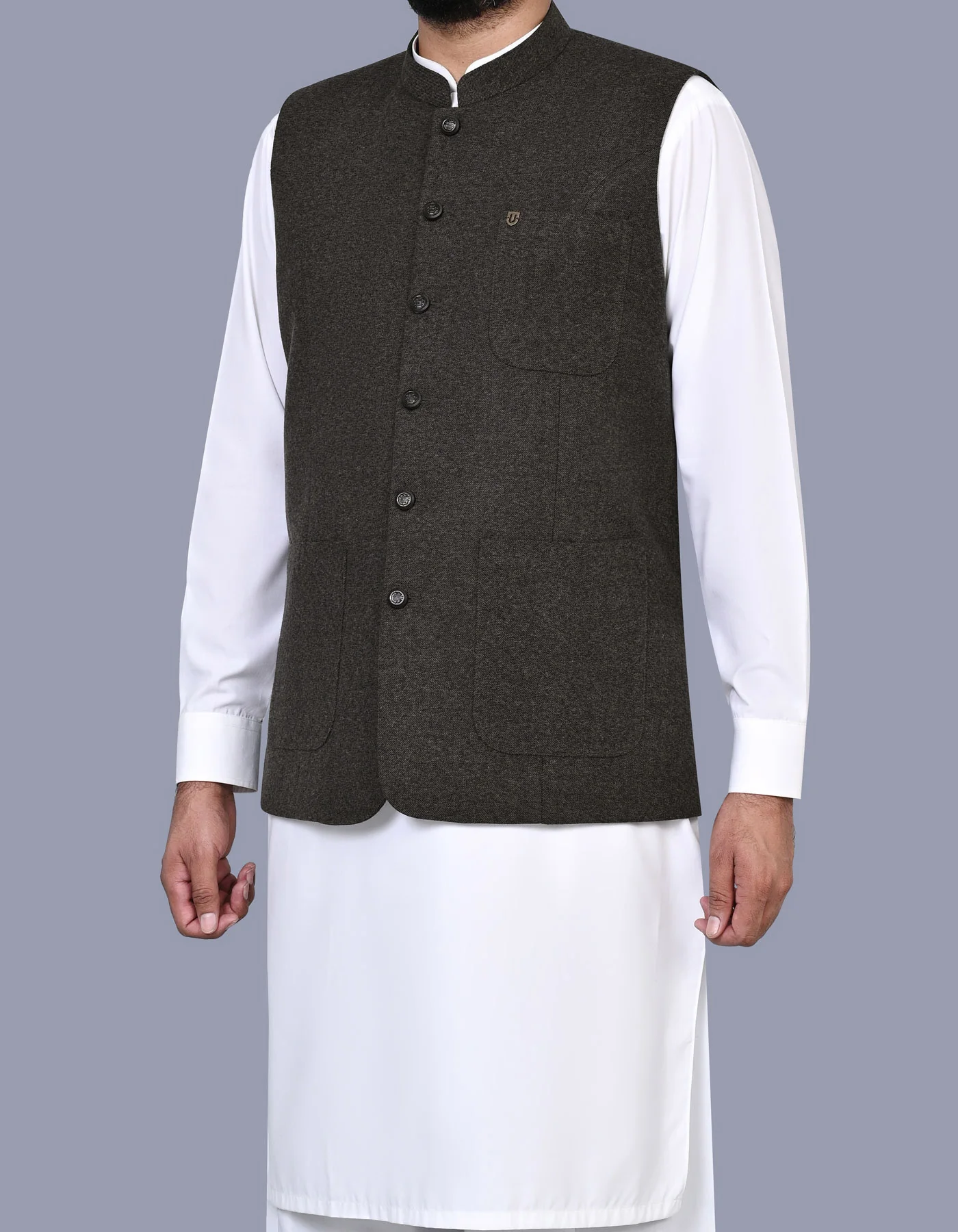 Charcoal Check Smart Fit Waistcoat - Image 3
