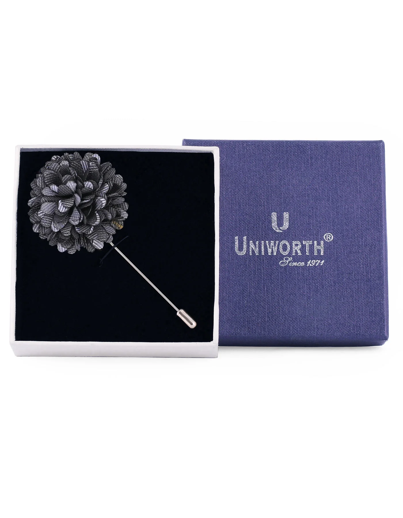 Charcoal Floral Coat Lapel Pin - Image 2