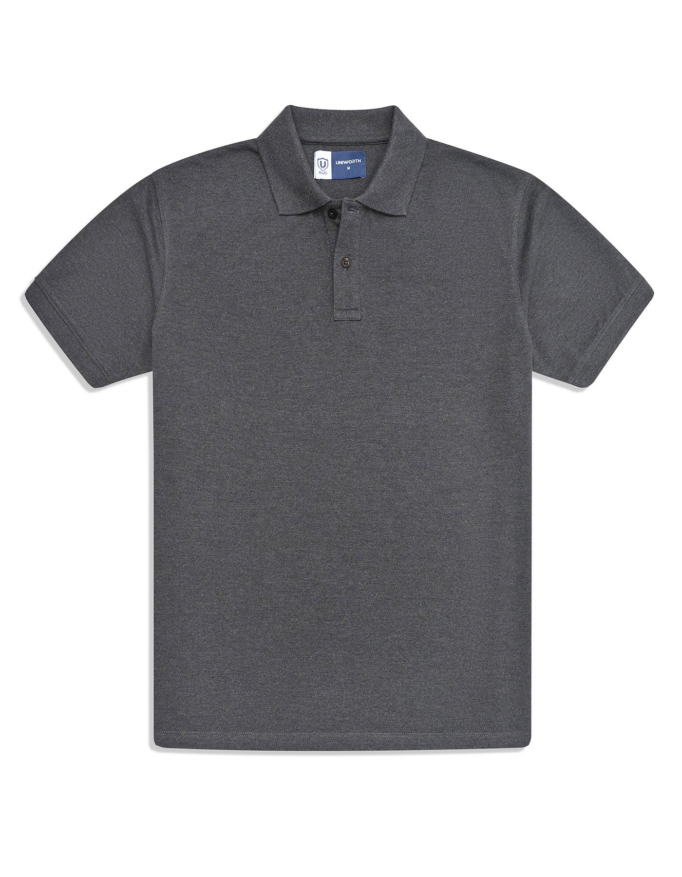 Charcoal Melange Plain Pique Polo Shirt