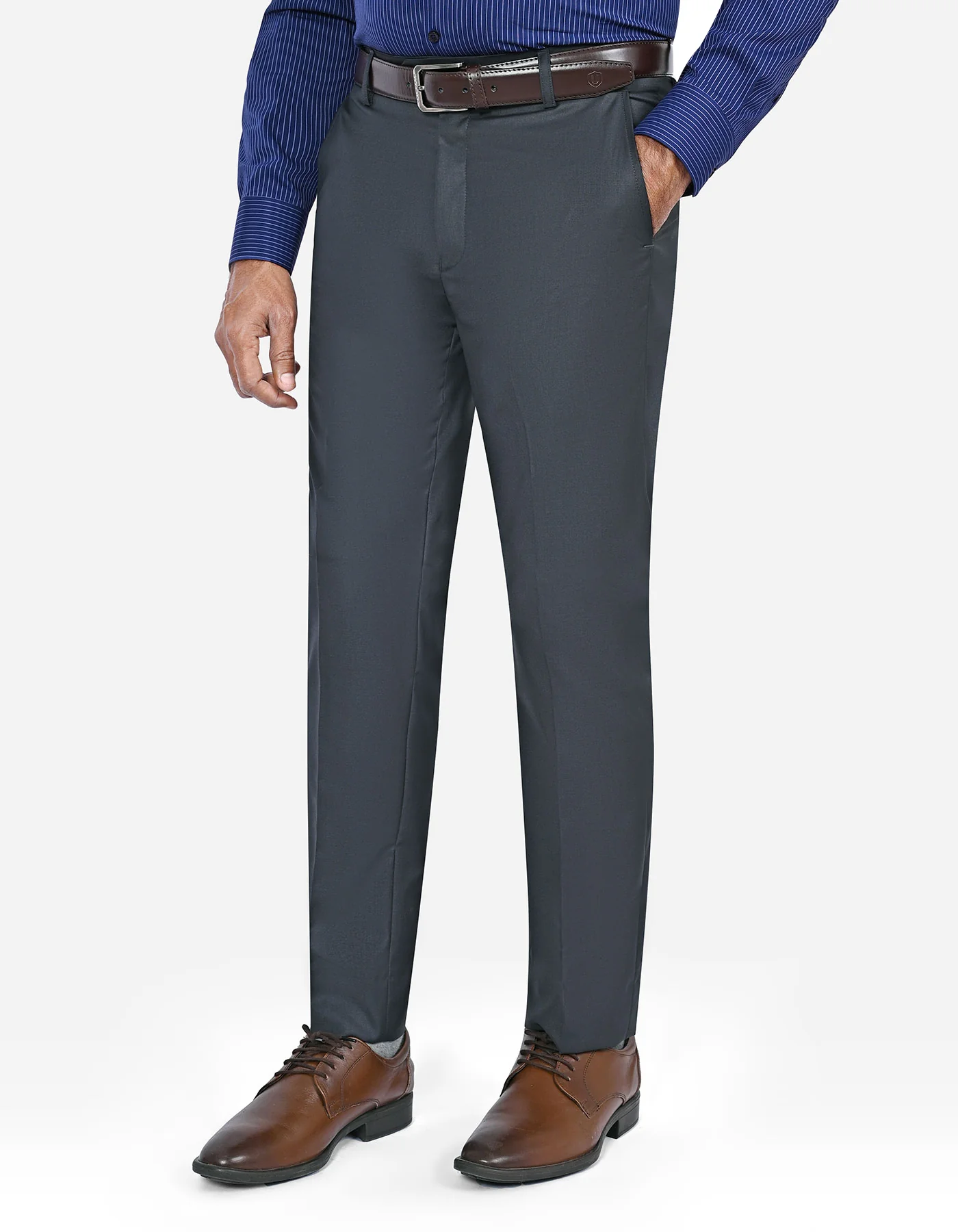 Charcoal Plain Classic Fit Formal Trouser