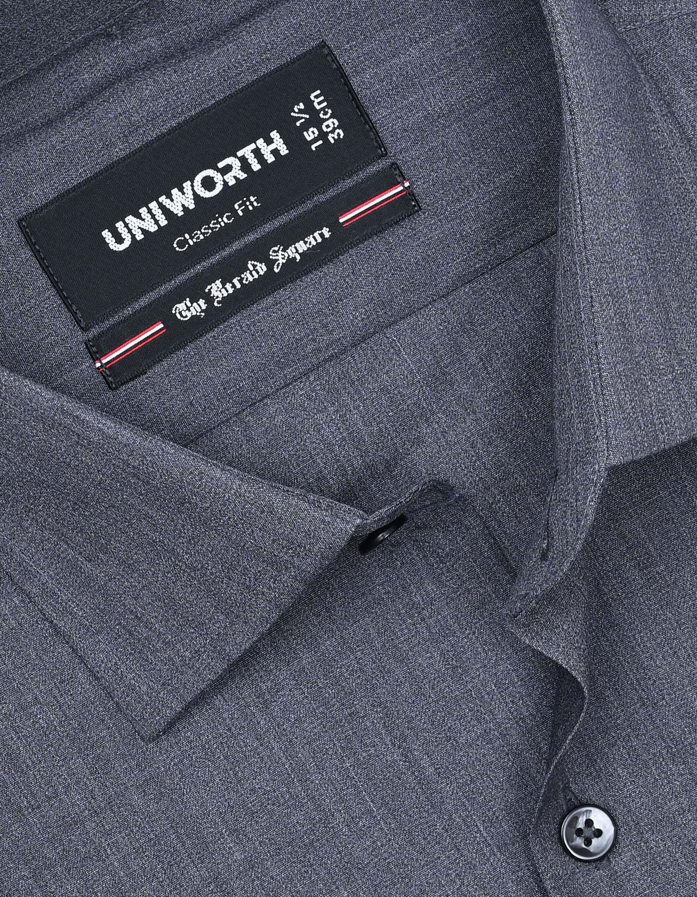 Charcoal Plain Classic Fit Shirt - Image 2