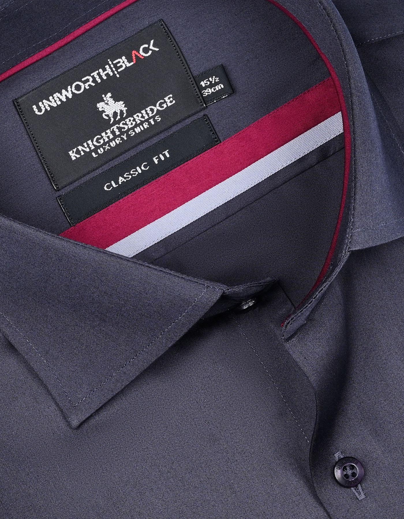 Charcoal Plain Classic Fit Shirt - Image 2