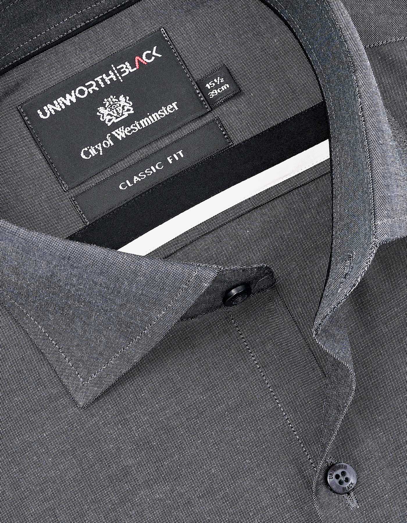 Charcoal Plain Classic Fit Shirt - Image 2