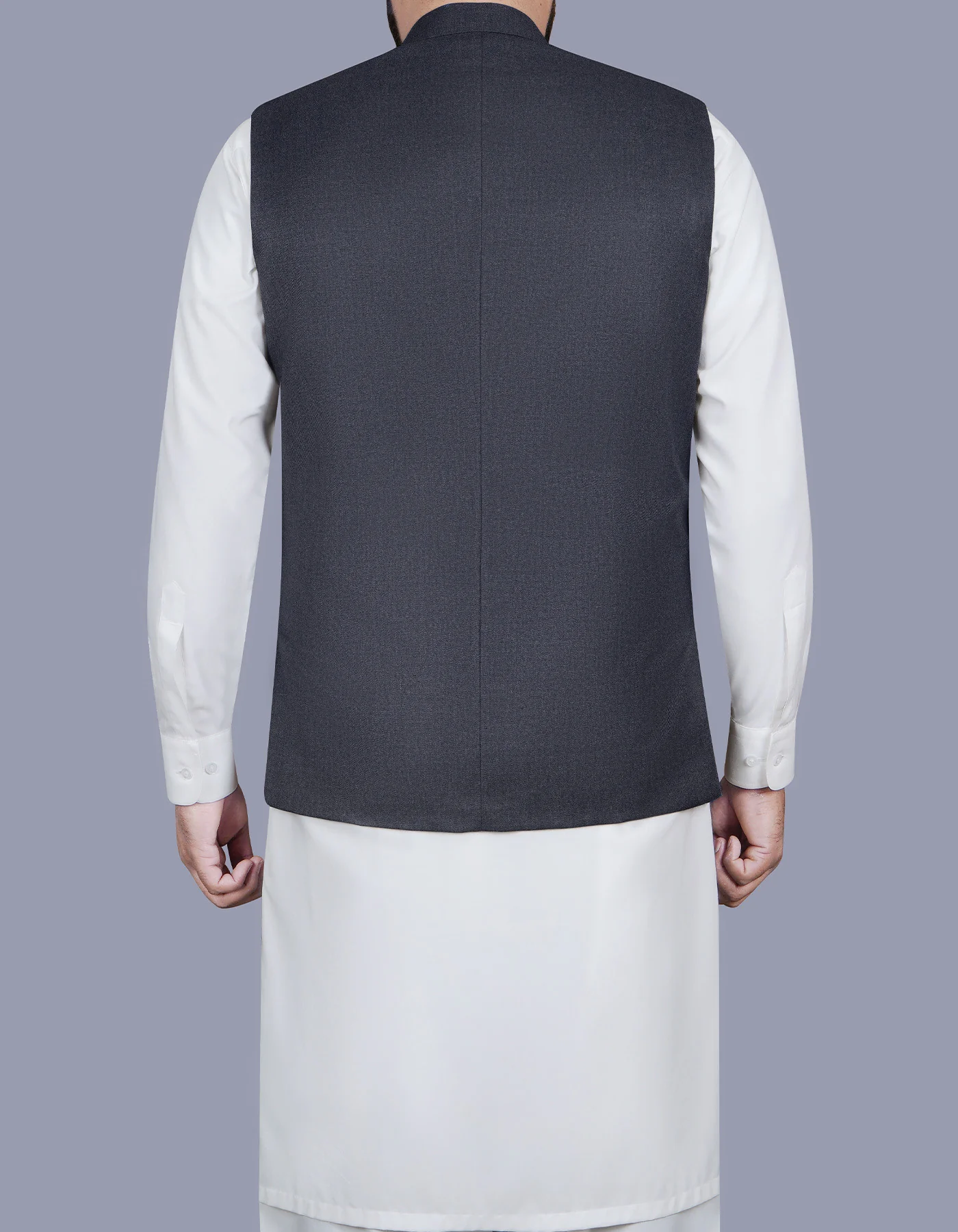 Charcoal Plain Classic Fit Waist Coat - Image 4