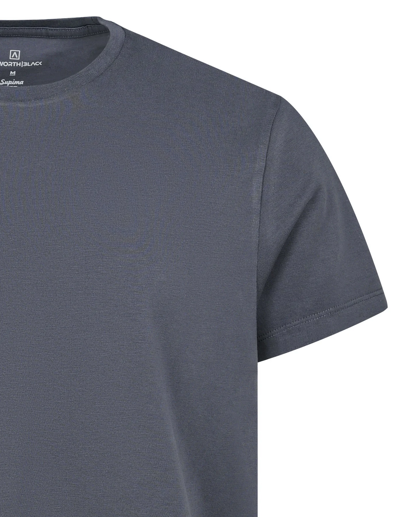 Charcoal Plain Crew Neck Supima T-Shirt - Image 2