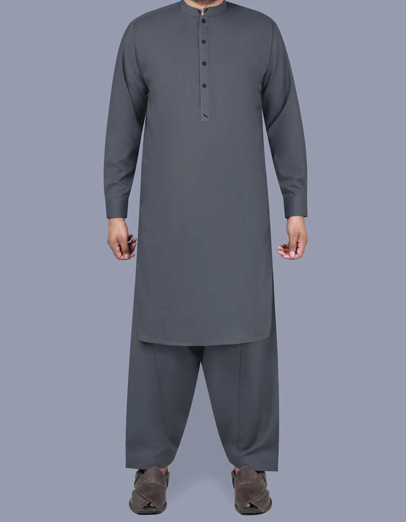 Charcoal Plain Kameez Shalwar