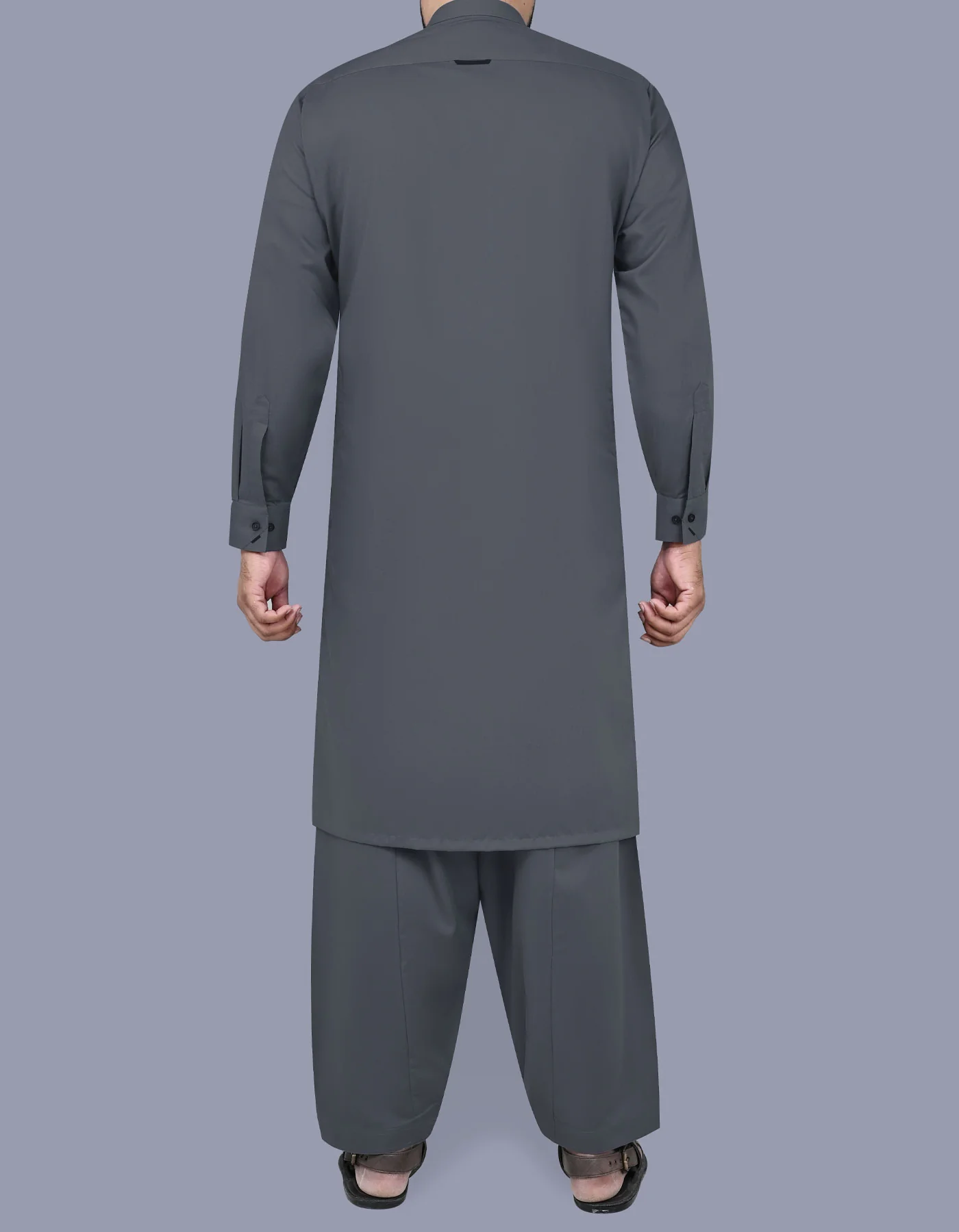 Charcoal Plain Kameez Shalwar - Image 4