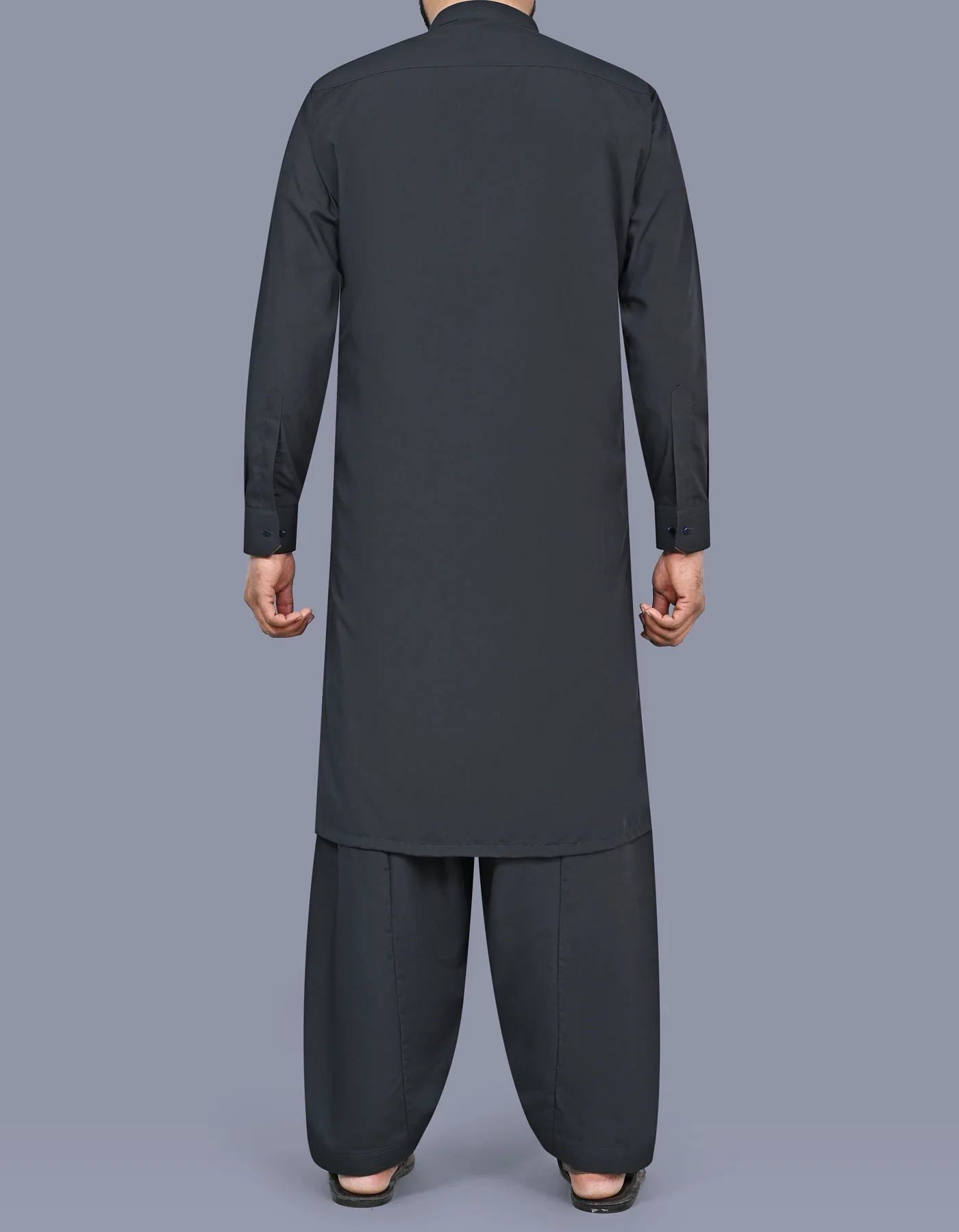 Charcoal Plain Kameez Shalwar - Image 5