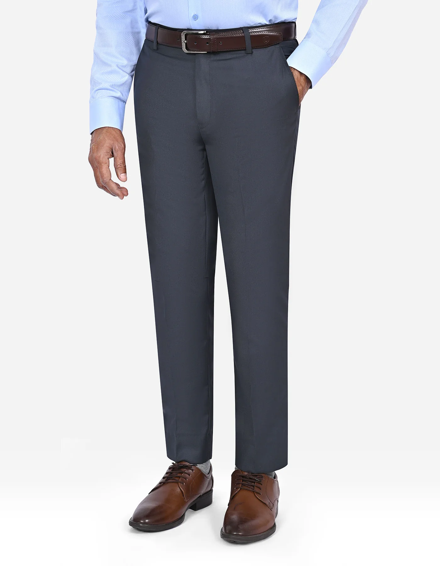 Charcoal Plain Smart Fit Formal Trouser