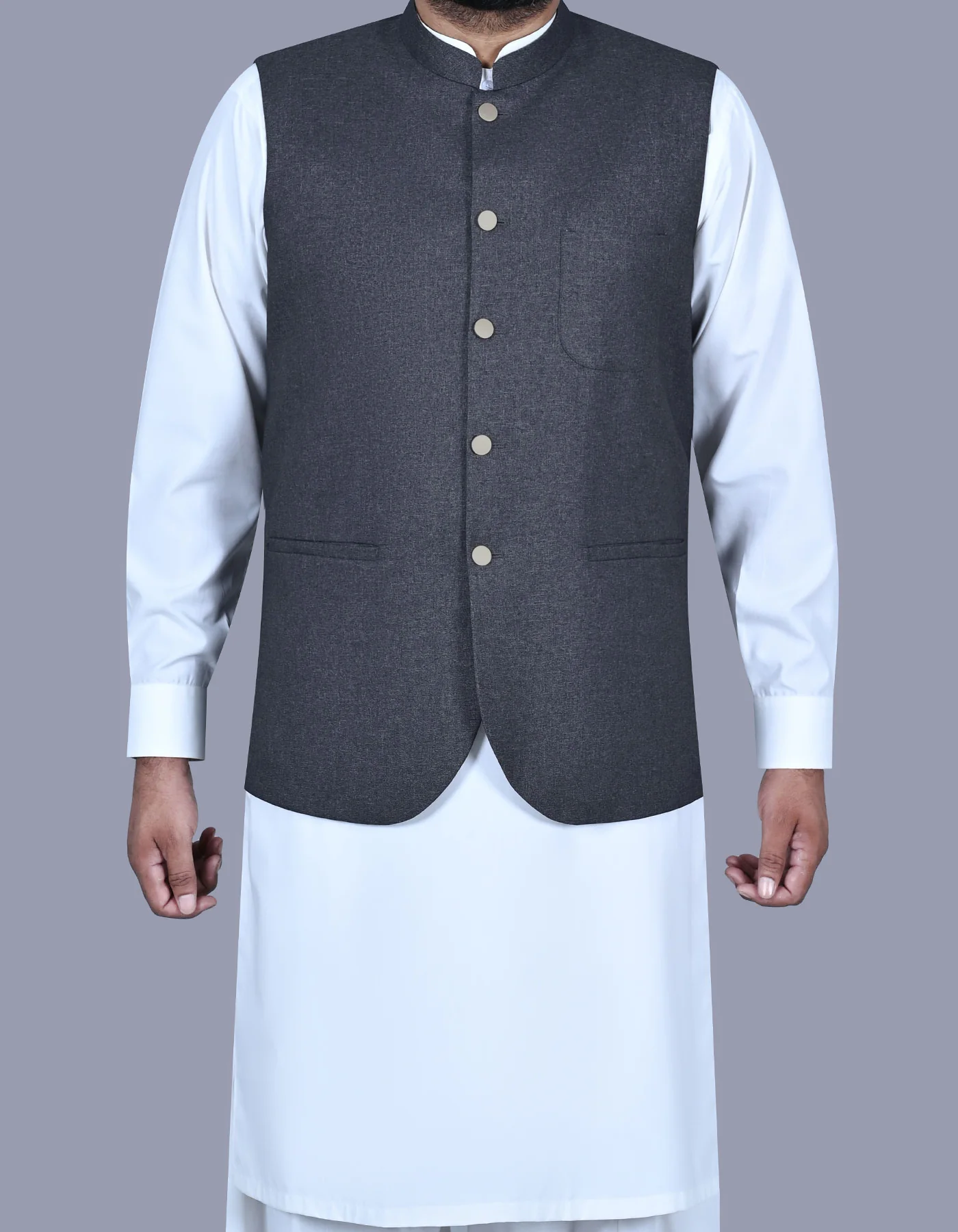 Charcoal Plain Smart Fit Waistcoat