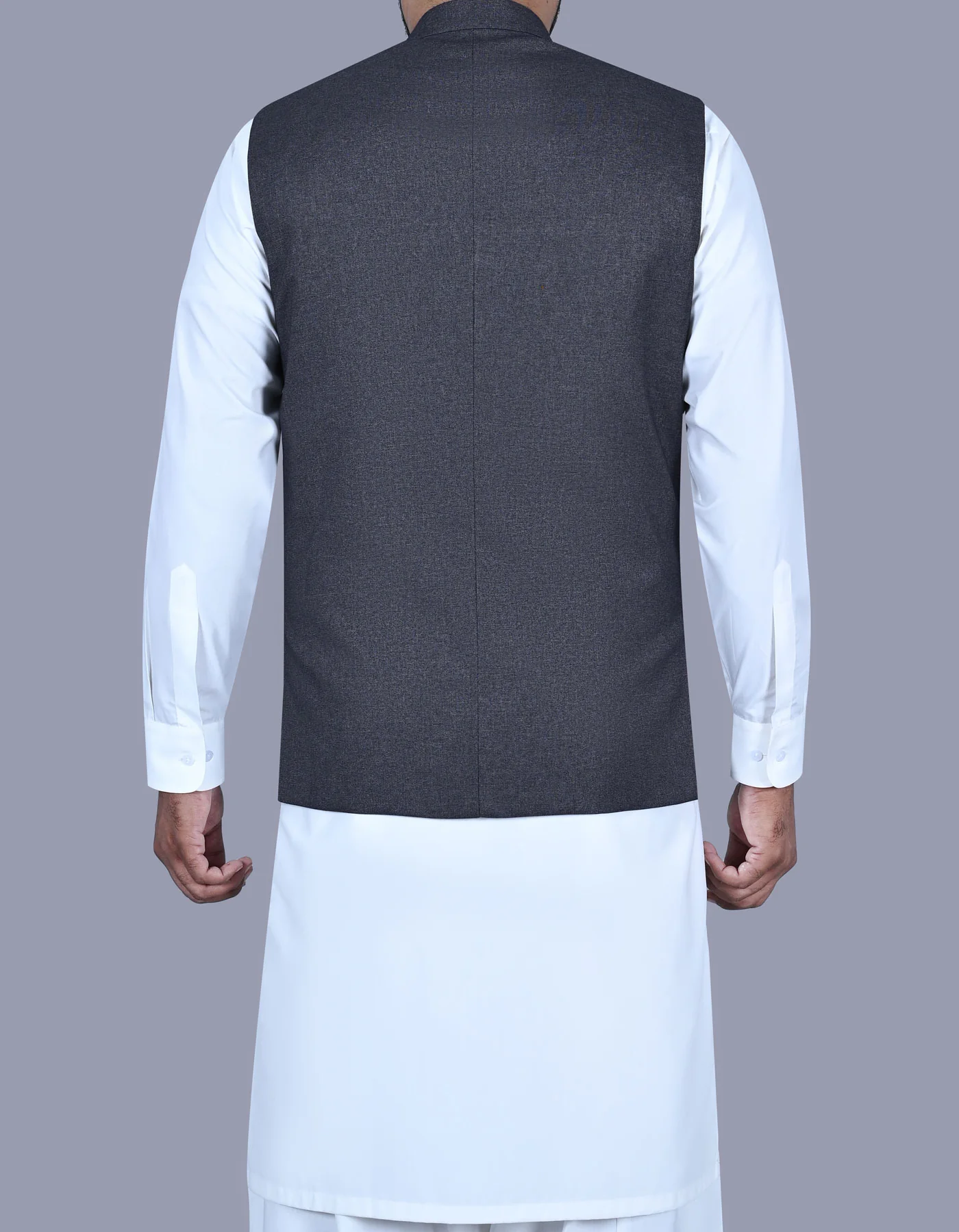 Charcoal Plain Smart Fit Waistcoat - Image 4