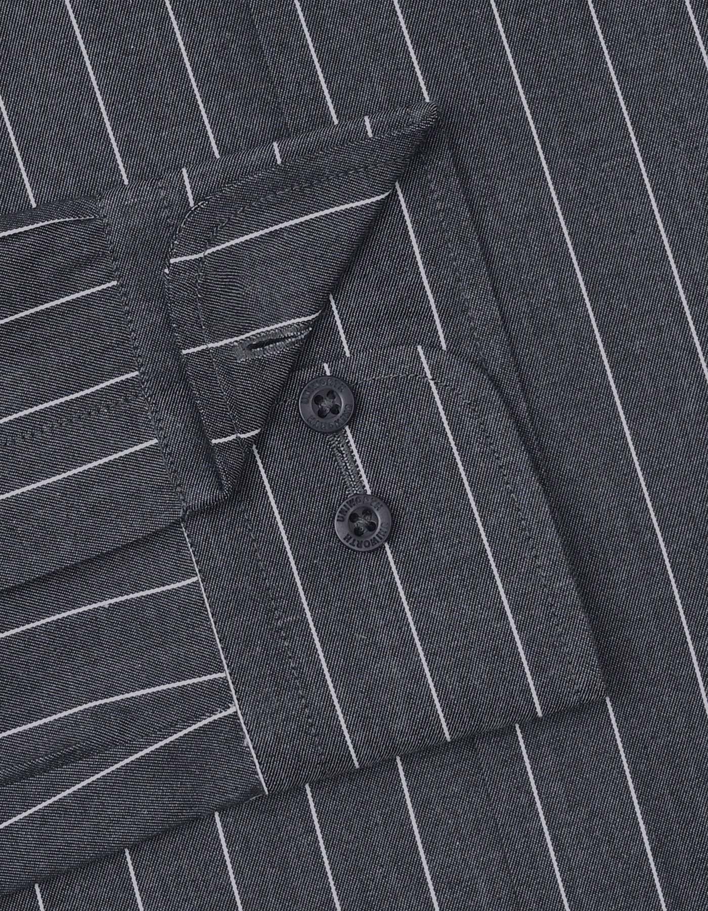 Charcoal Stripe Tailored Smart Fit Shirt - Image 3