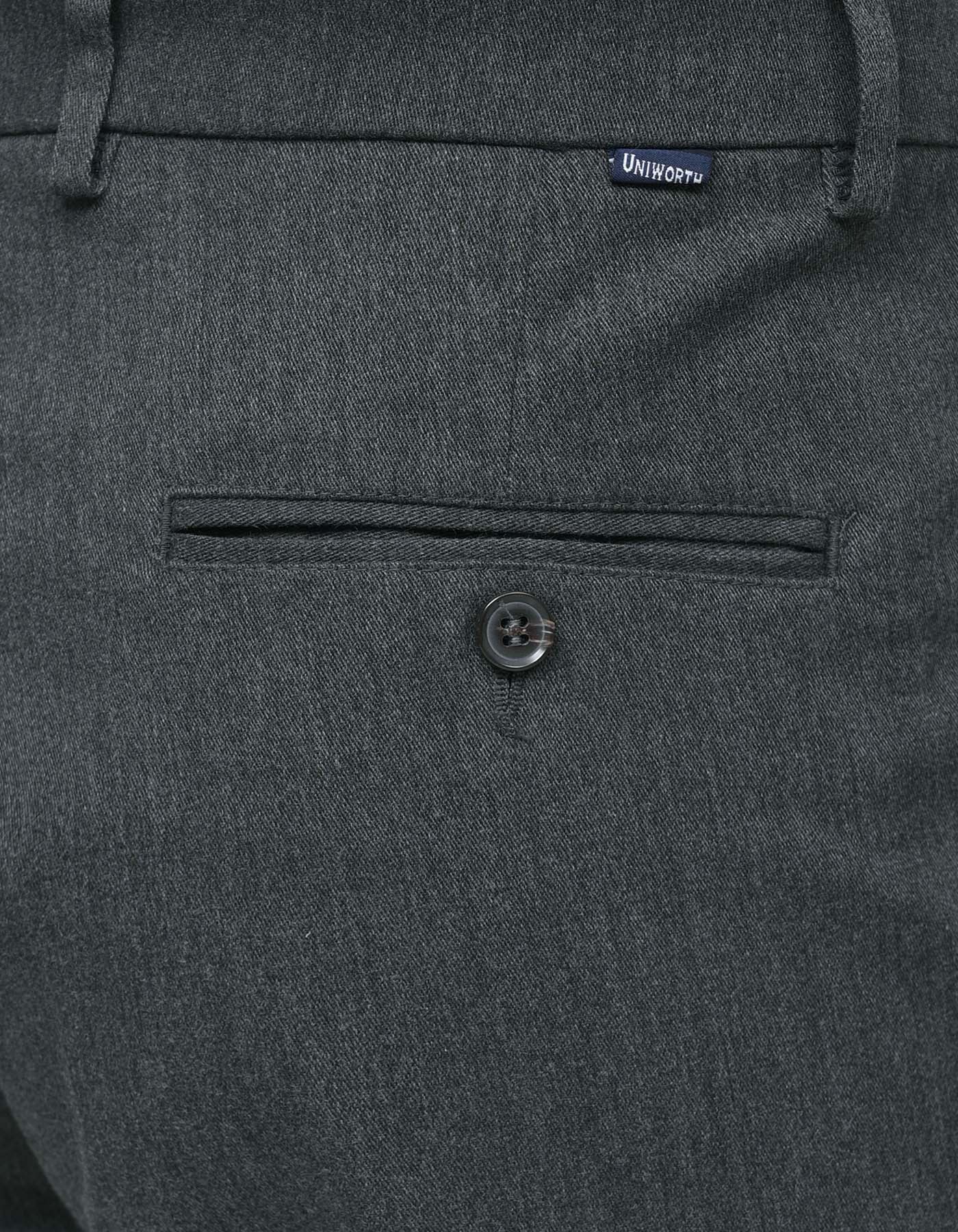 Charcoal Texture Classic Fit Cotton Trouser - Image 4