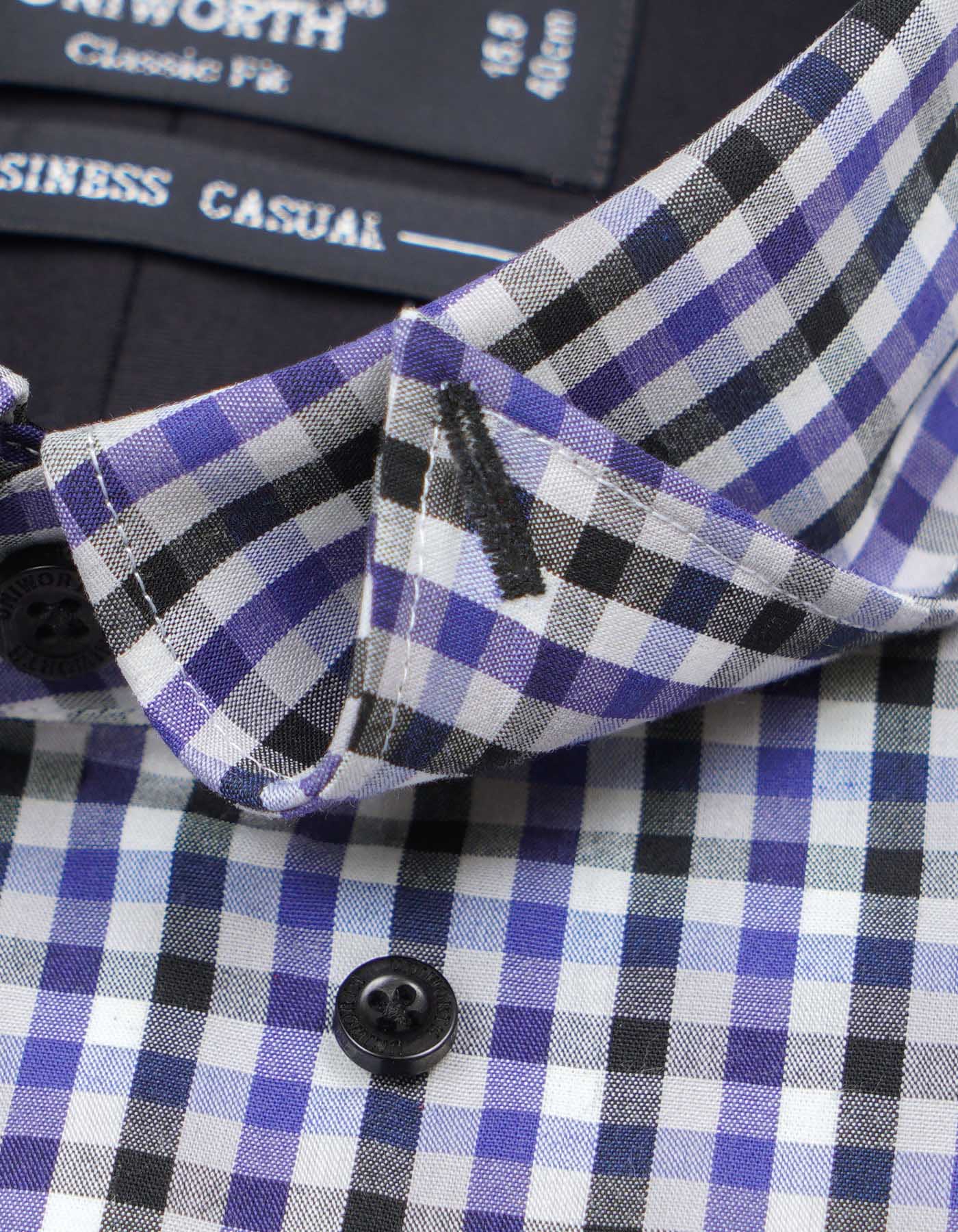 Black/Purple Check Business Casual Shirt - Image 3