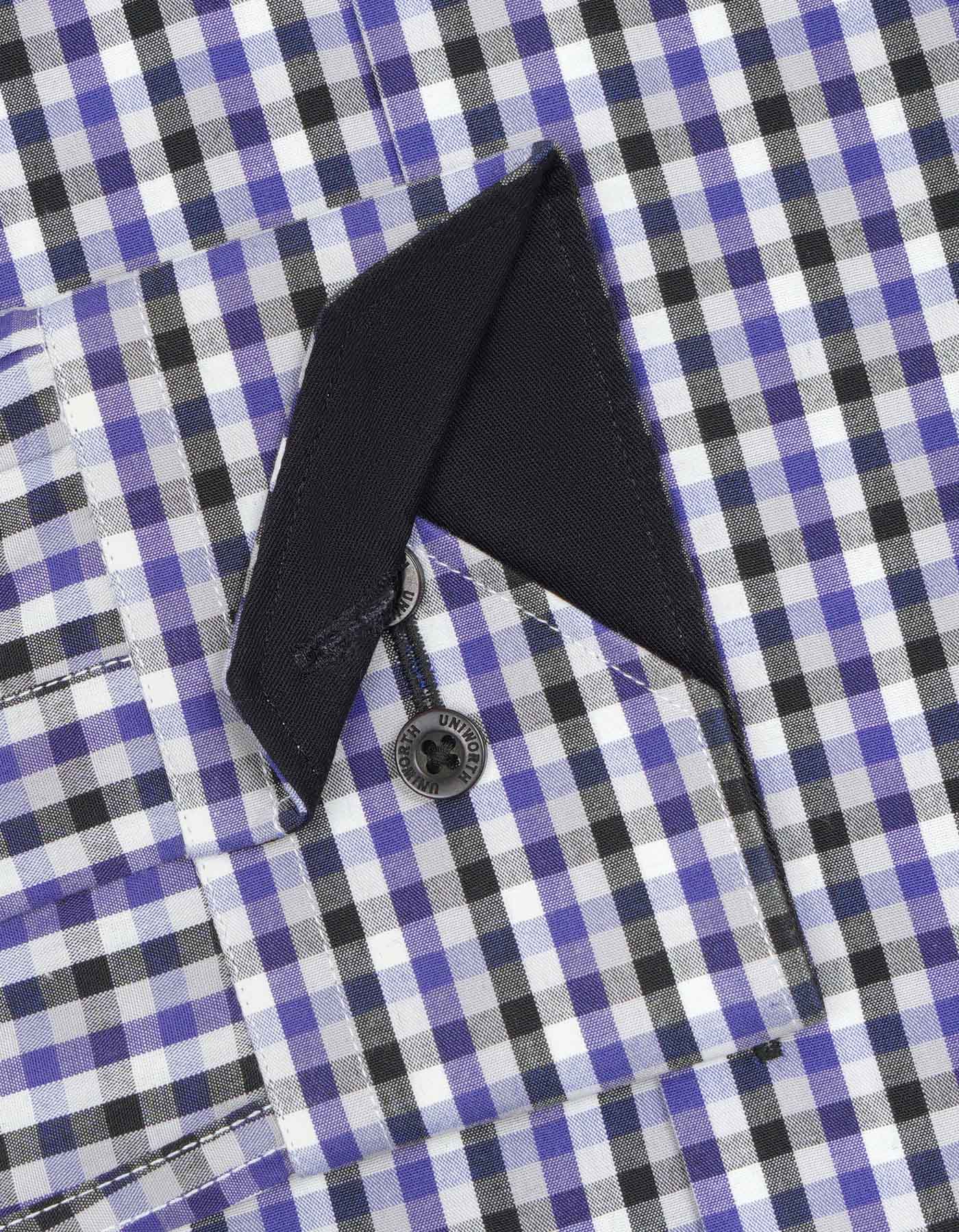 Black/Purple Check Business Casual Shirt - Image 5