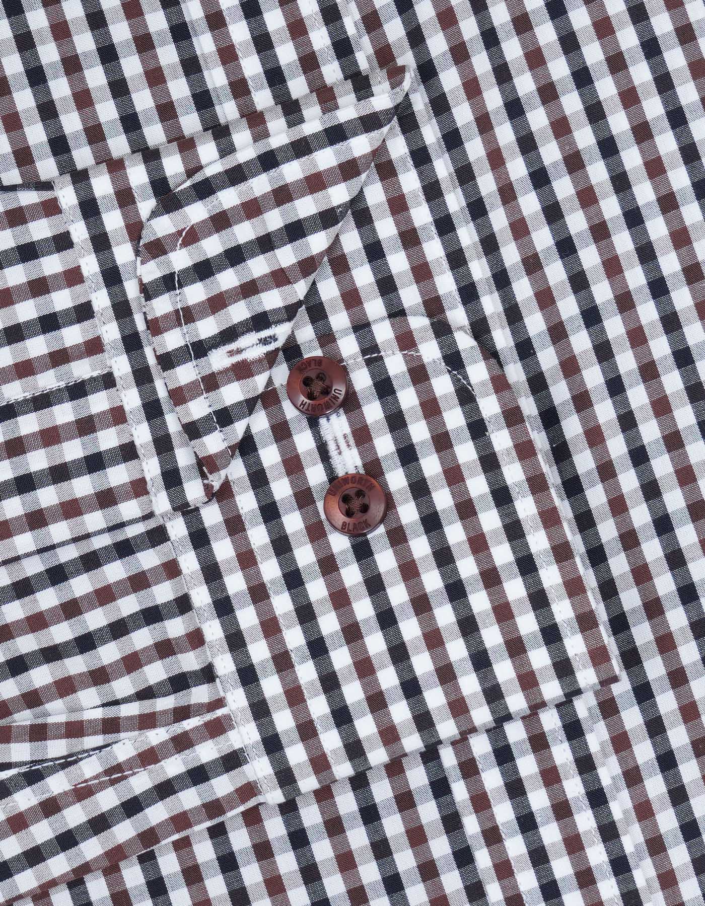 Check White/Brown Tailored Smart Fit Shirt - Image 3