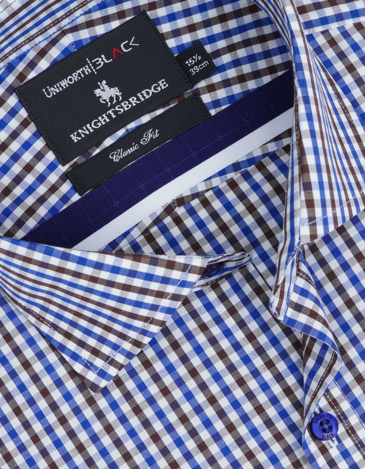 Check White/Royal Blue Classic Fit Shirt - Image 2