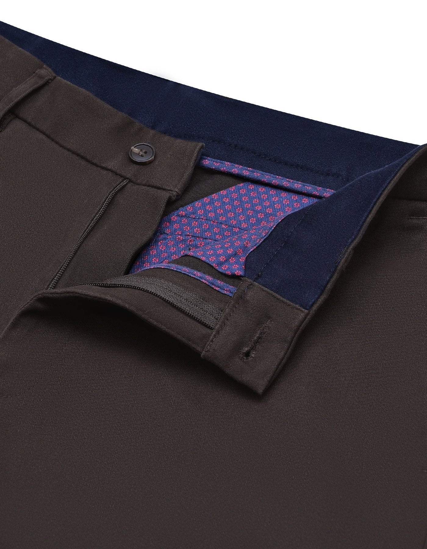 Chocolate Plain Classic Fit Cotton Trouser - Image 2