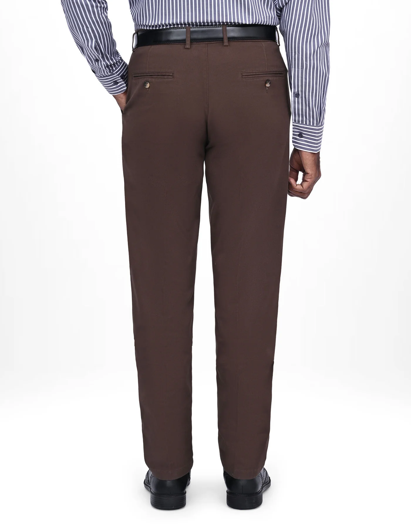 Chocolate Plain Classic Fit Cotton Trouser - Image 5
