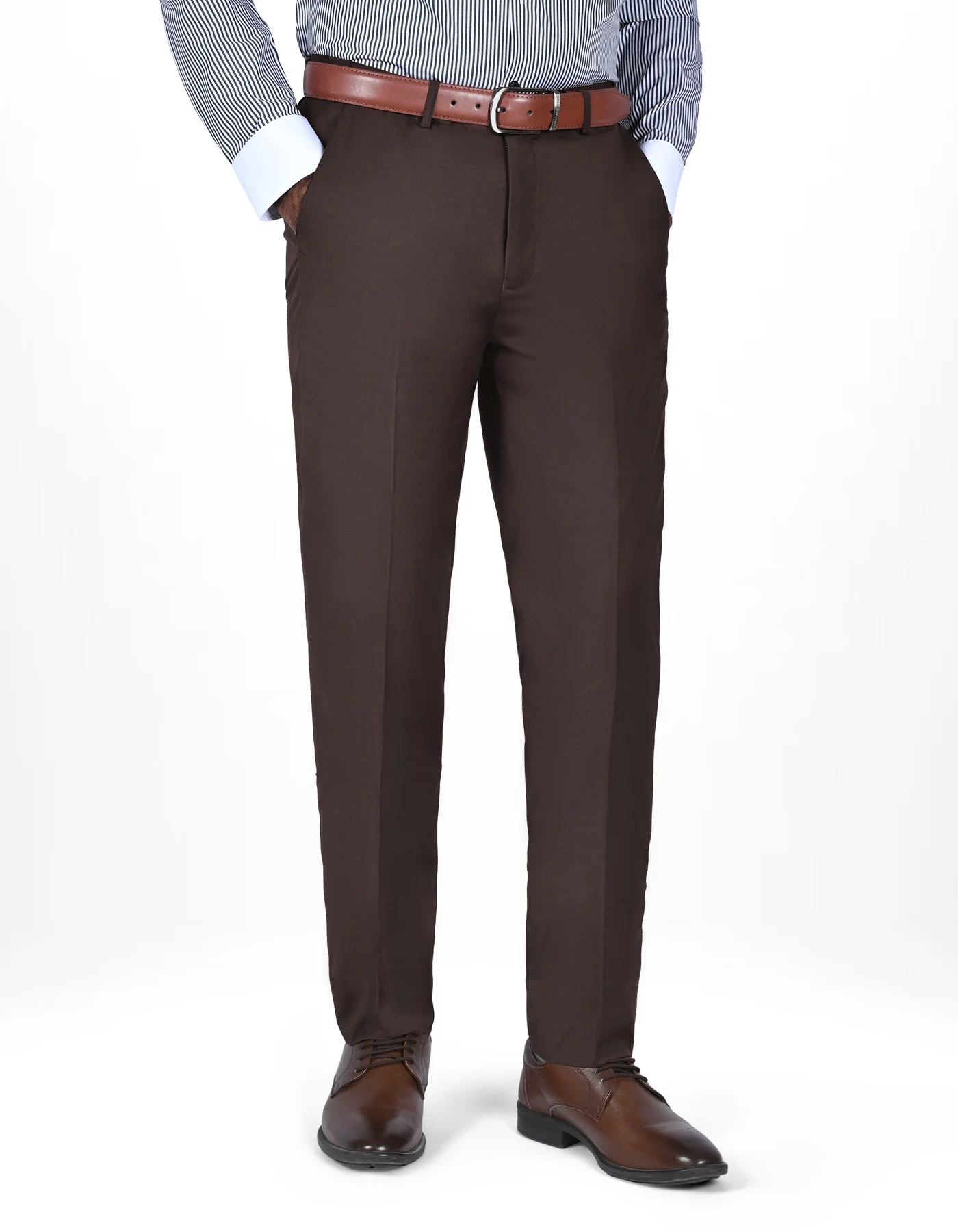 Chocolate Plain Classic Fit Formal Trouser