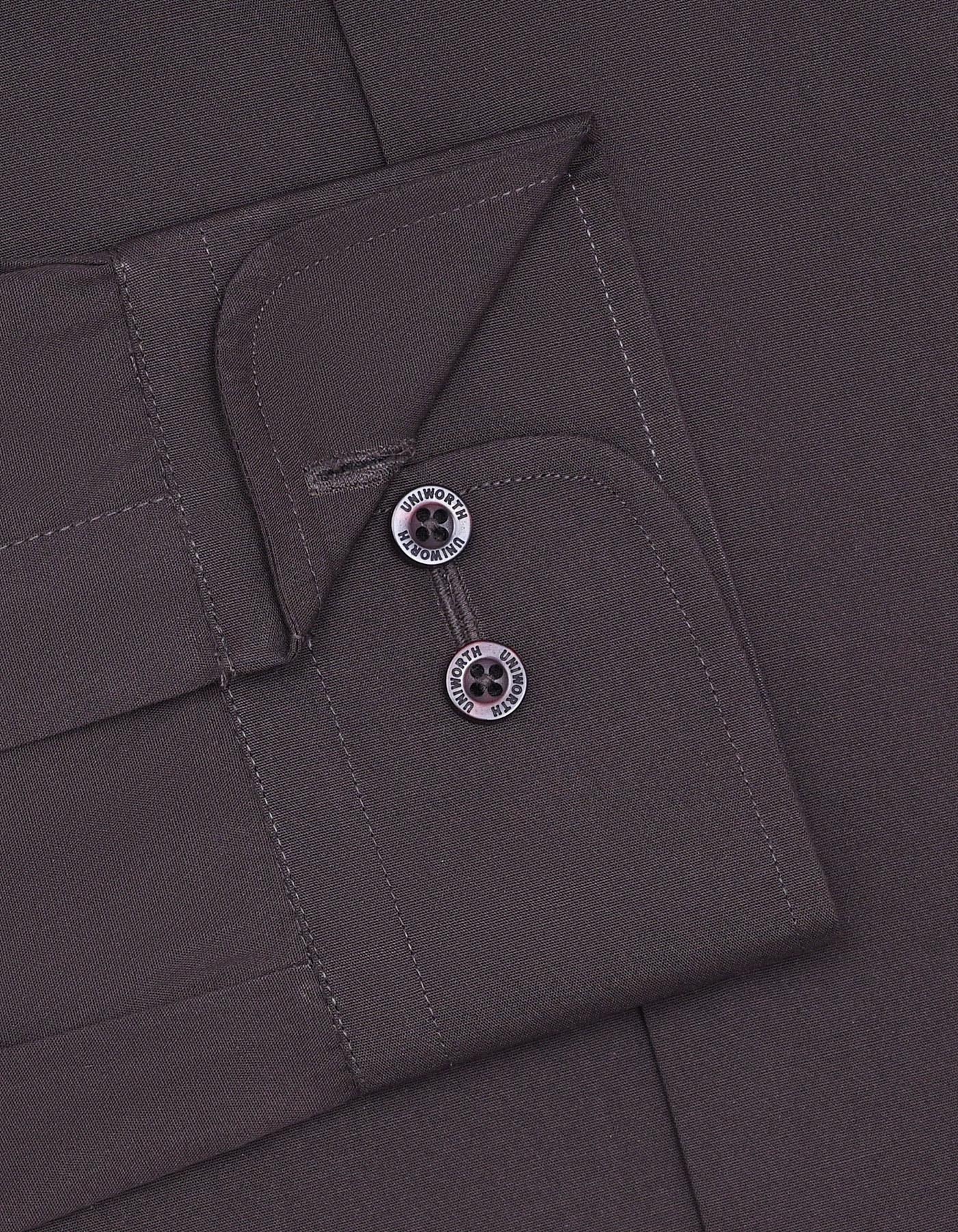 Chocolate Plain Classic Fit Shirt - Image 3