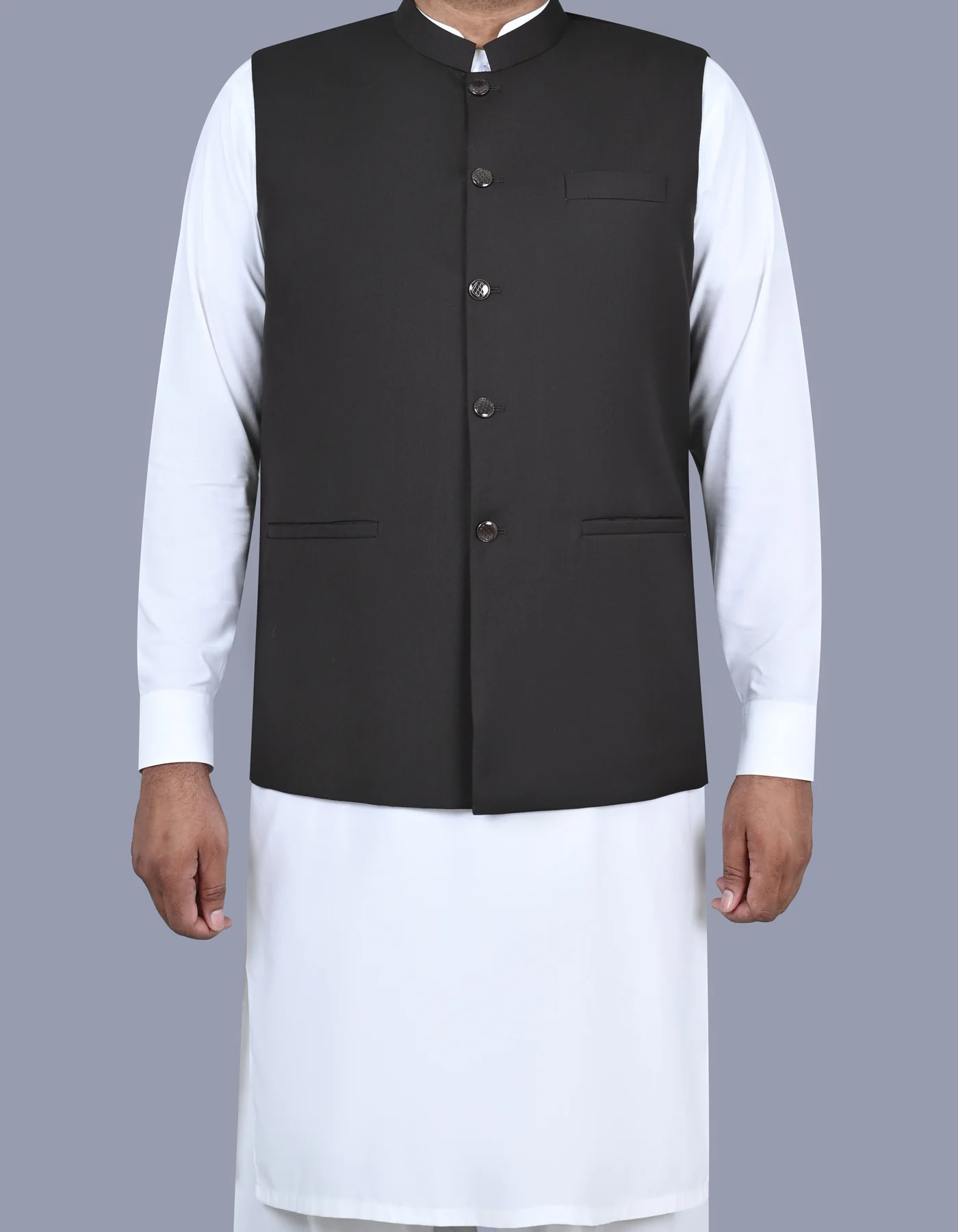 Chocolate Plain Classic Fit Waist Coat