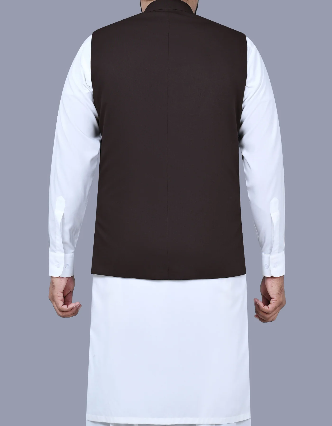 Chocolate Plain Classic Fit Waistcoat - Image 4