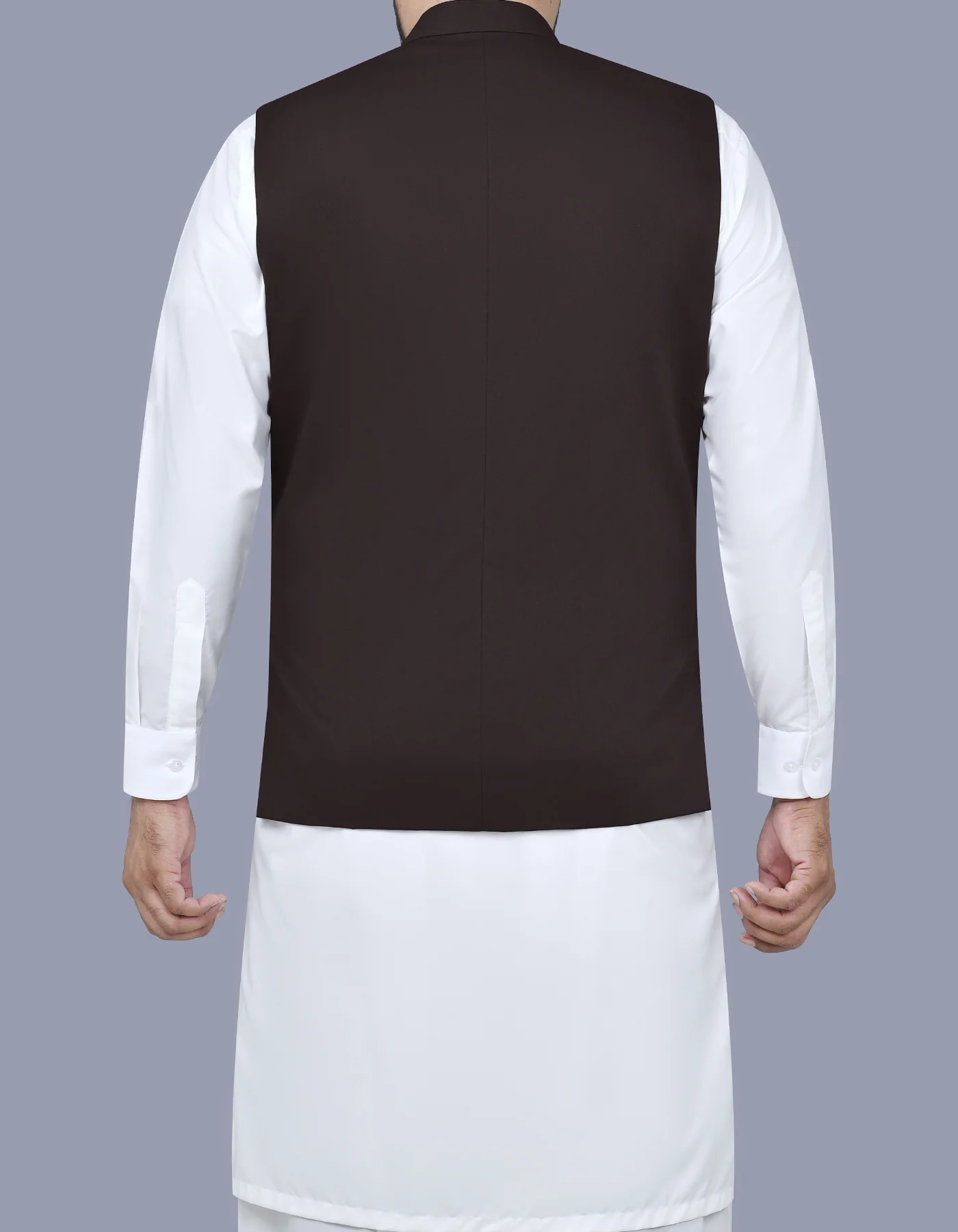 Chocolate Plain Classic Fit Waistcoat - Image 4
