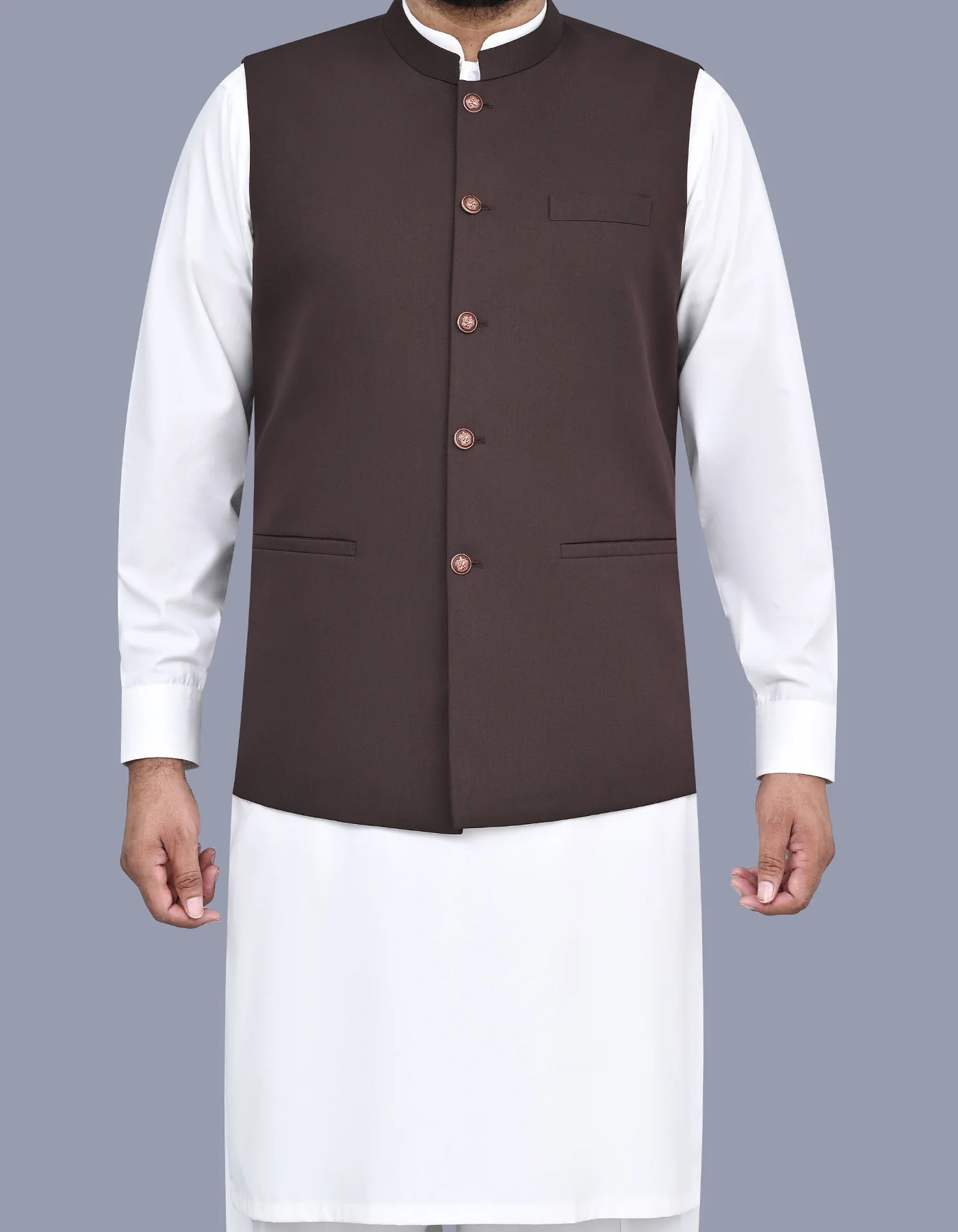Chocolate Plain Classic Fit Waistcoat