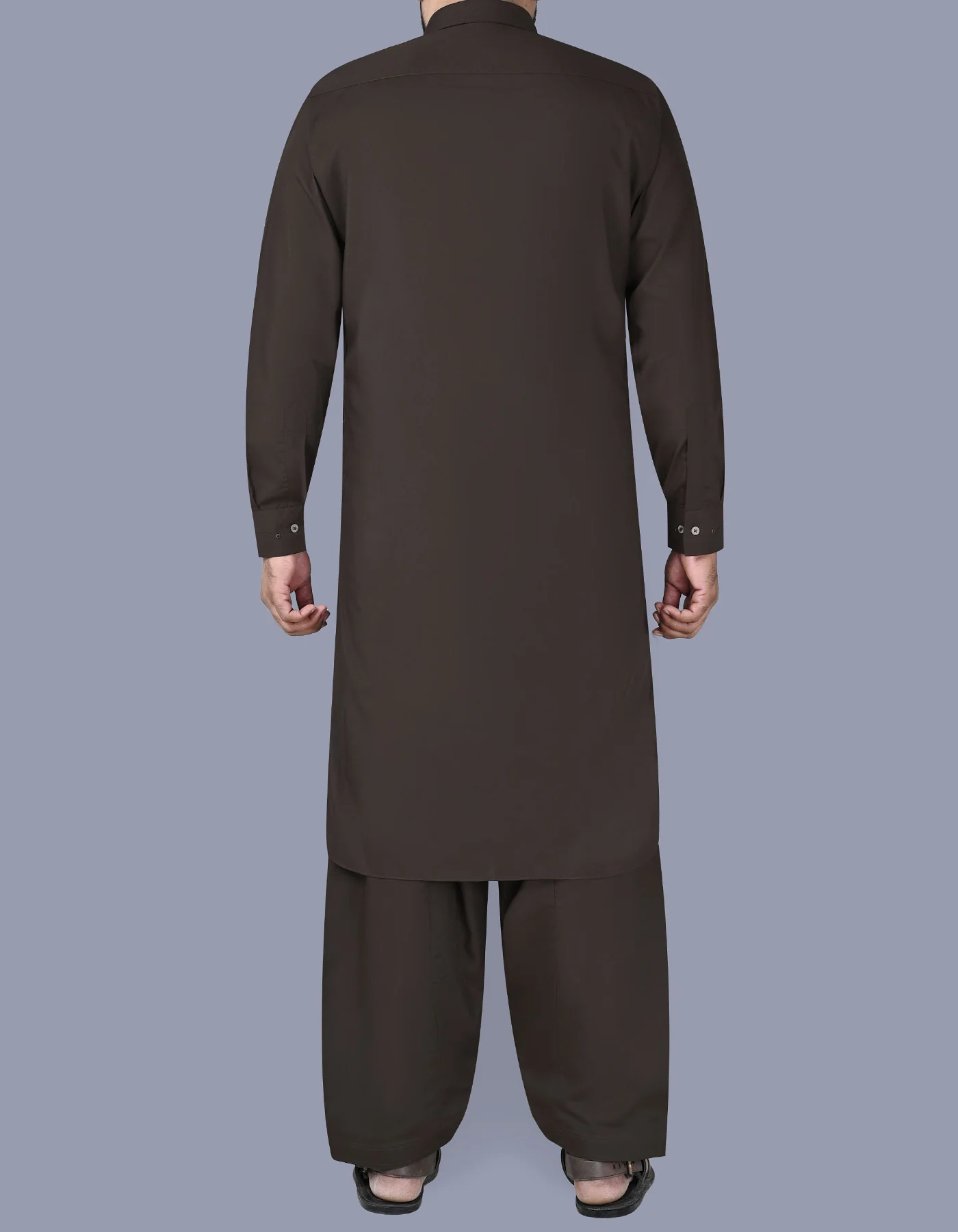 Chocolate Plain Kameez Shalwar - Image 4