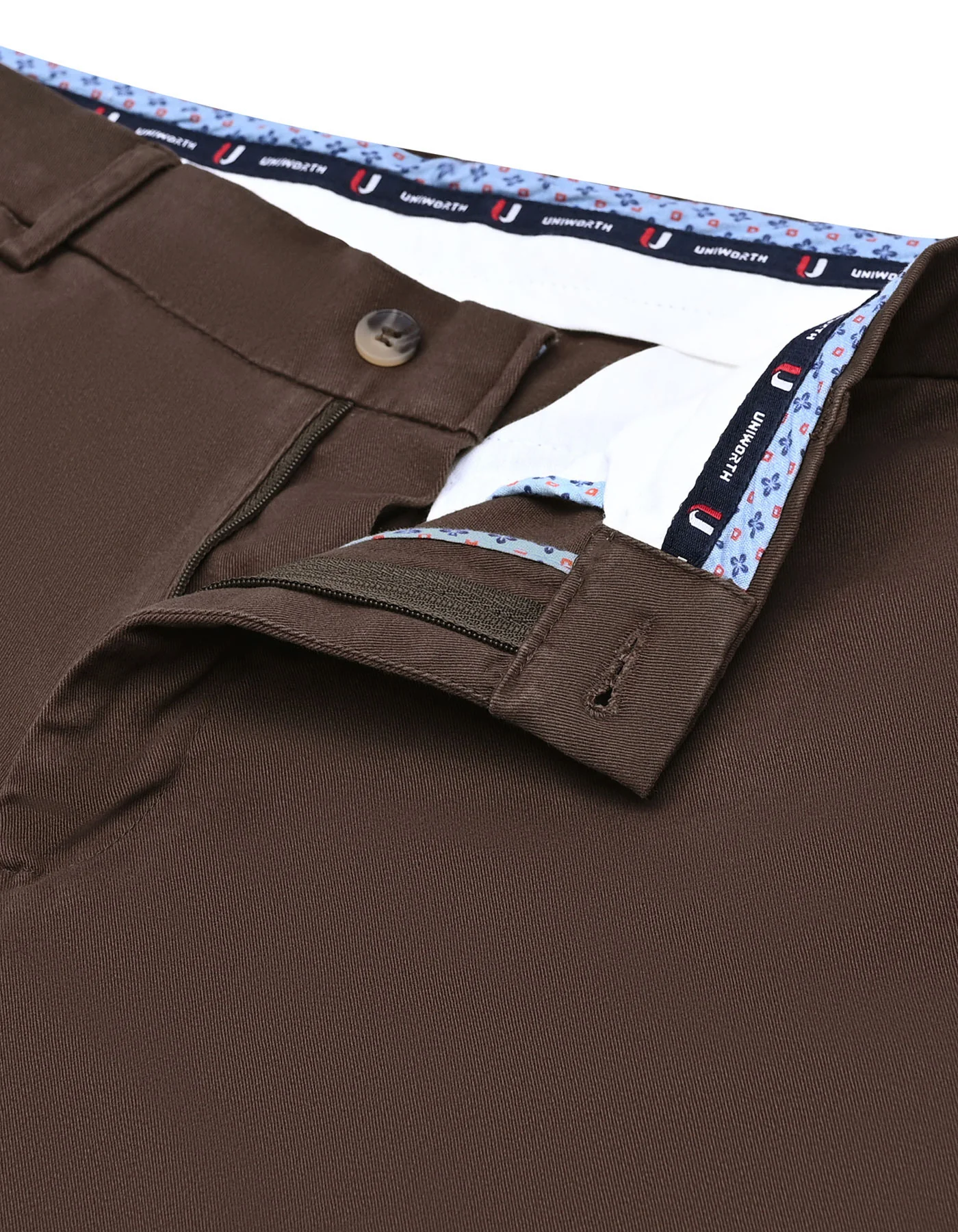 Chocolate Plain Smart Fit Cotton Trouser - Image 2