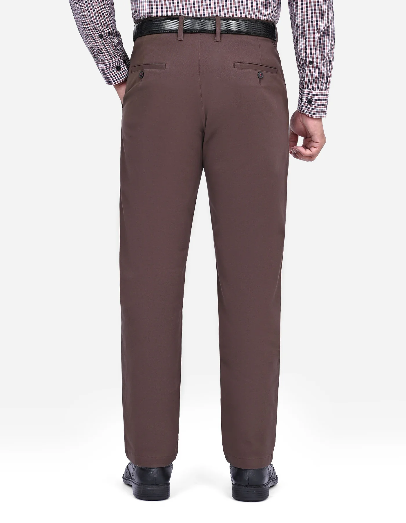 Chocolate Plain Smart Fit Cotton Trouser - Image 5