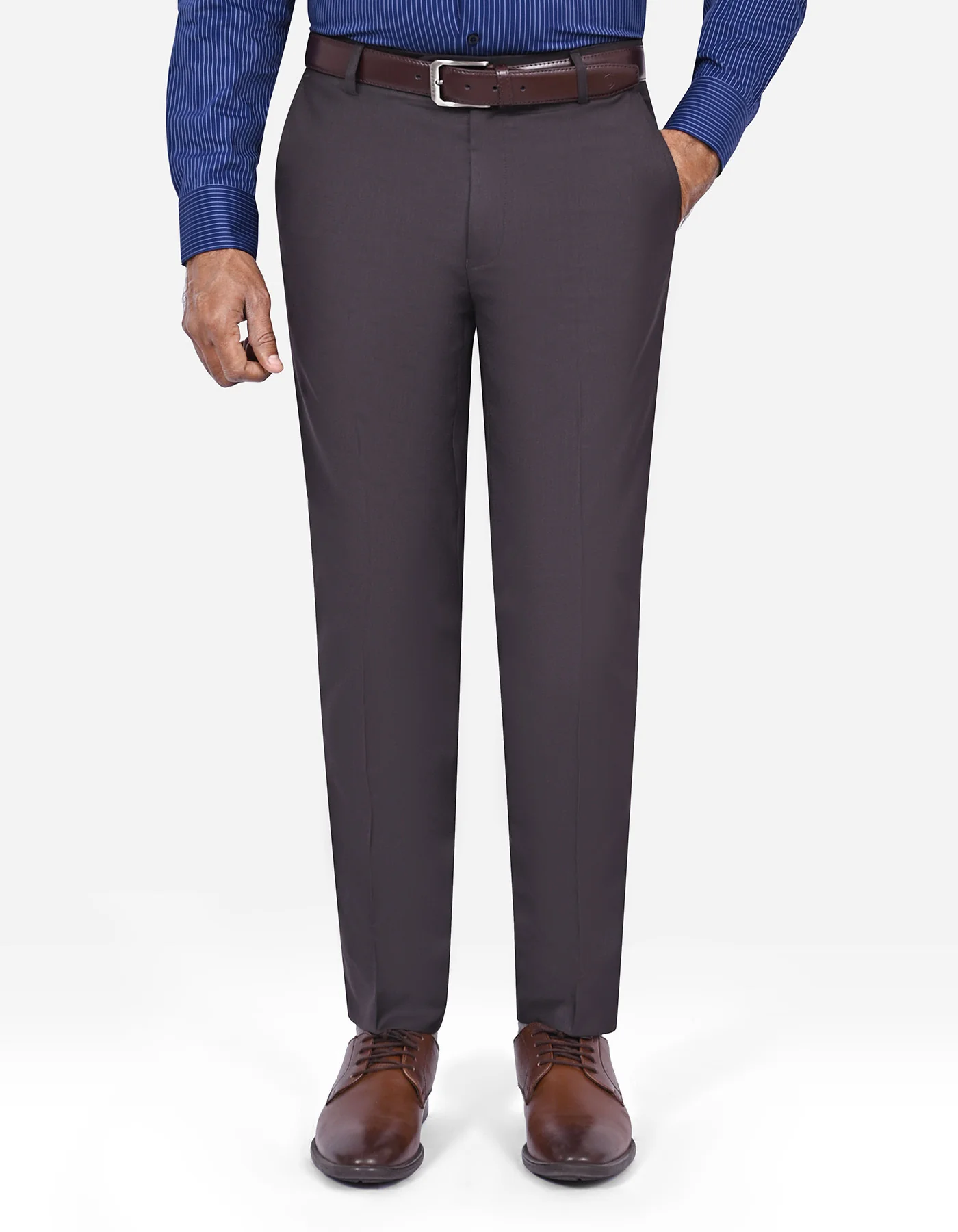 Chocolate Plain Smart Fit Formal Trouser